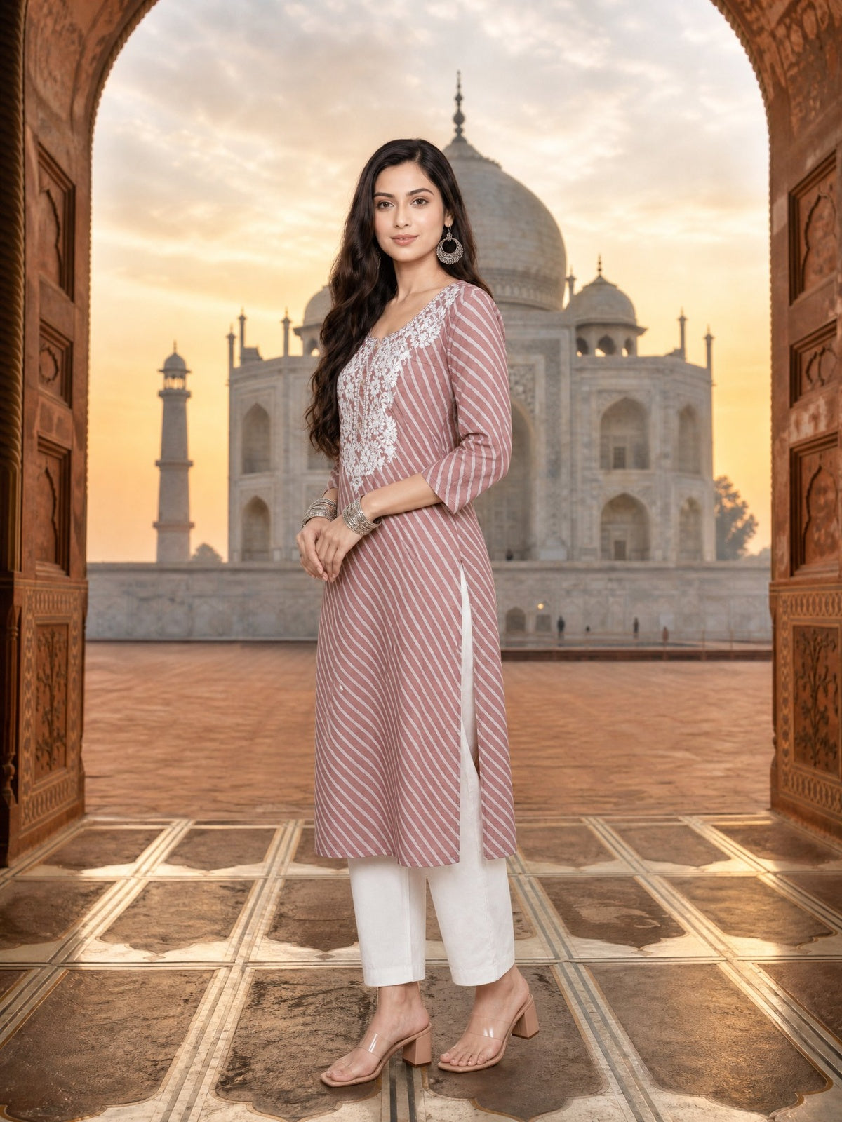Cotton Embroidered Straight Calf Length Kurta