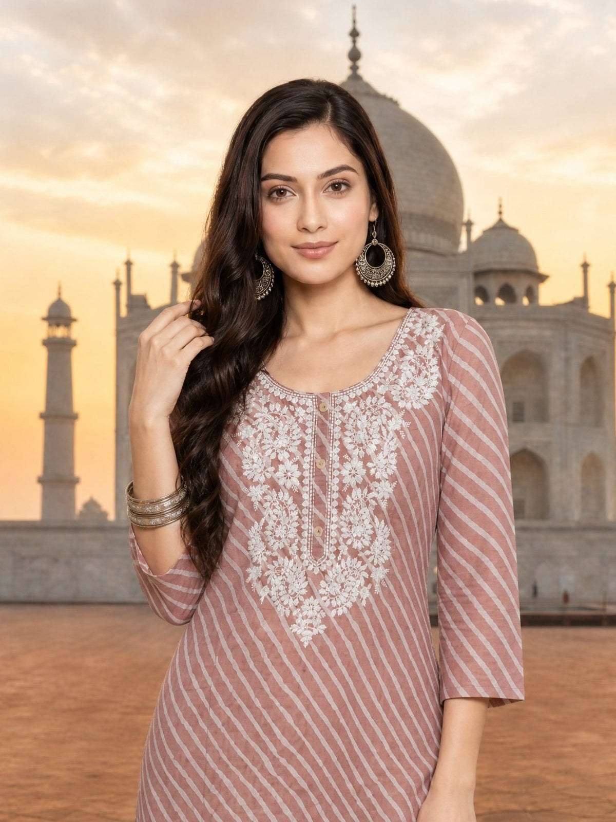 Cotton Embroidered Straight Calf Length Kurta