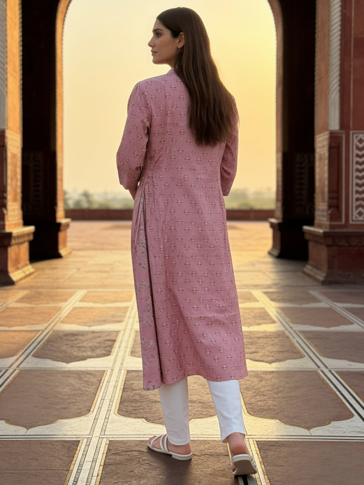 Poly Viscose Embroidered Flared Calf Length Kurta