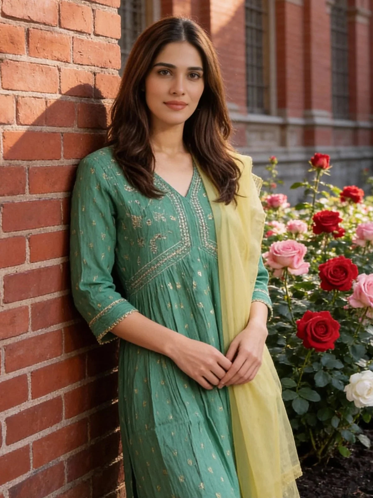 Rayon Embroidered Flared Calf Length Salwar Suit