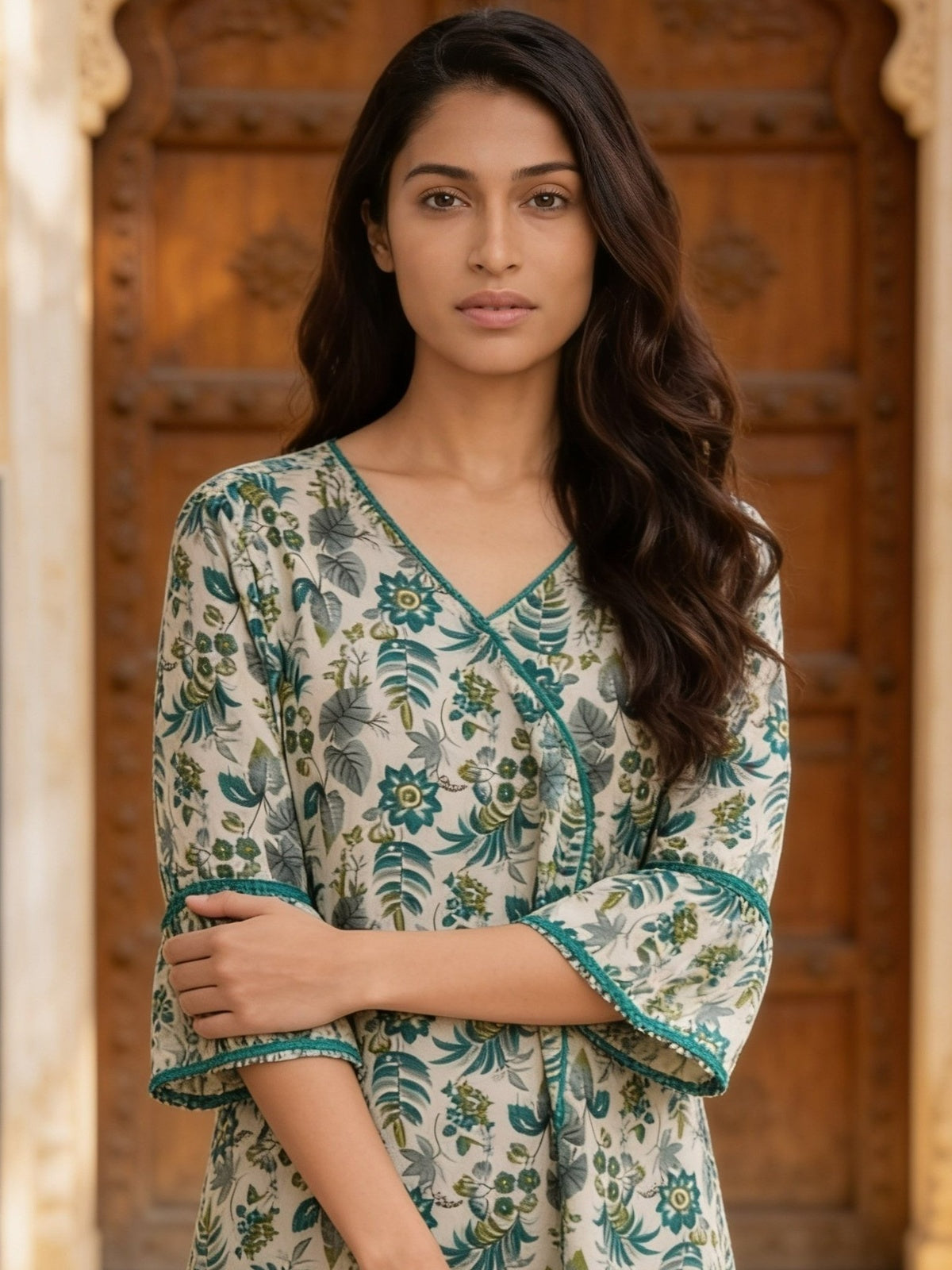 Printed Straight Calf Length Kurta With Pant and Dupatta
