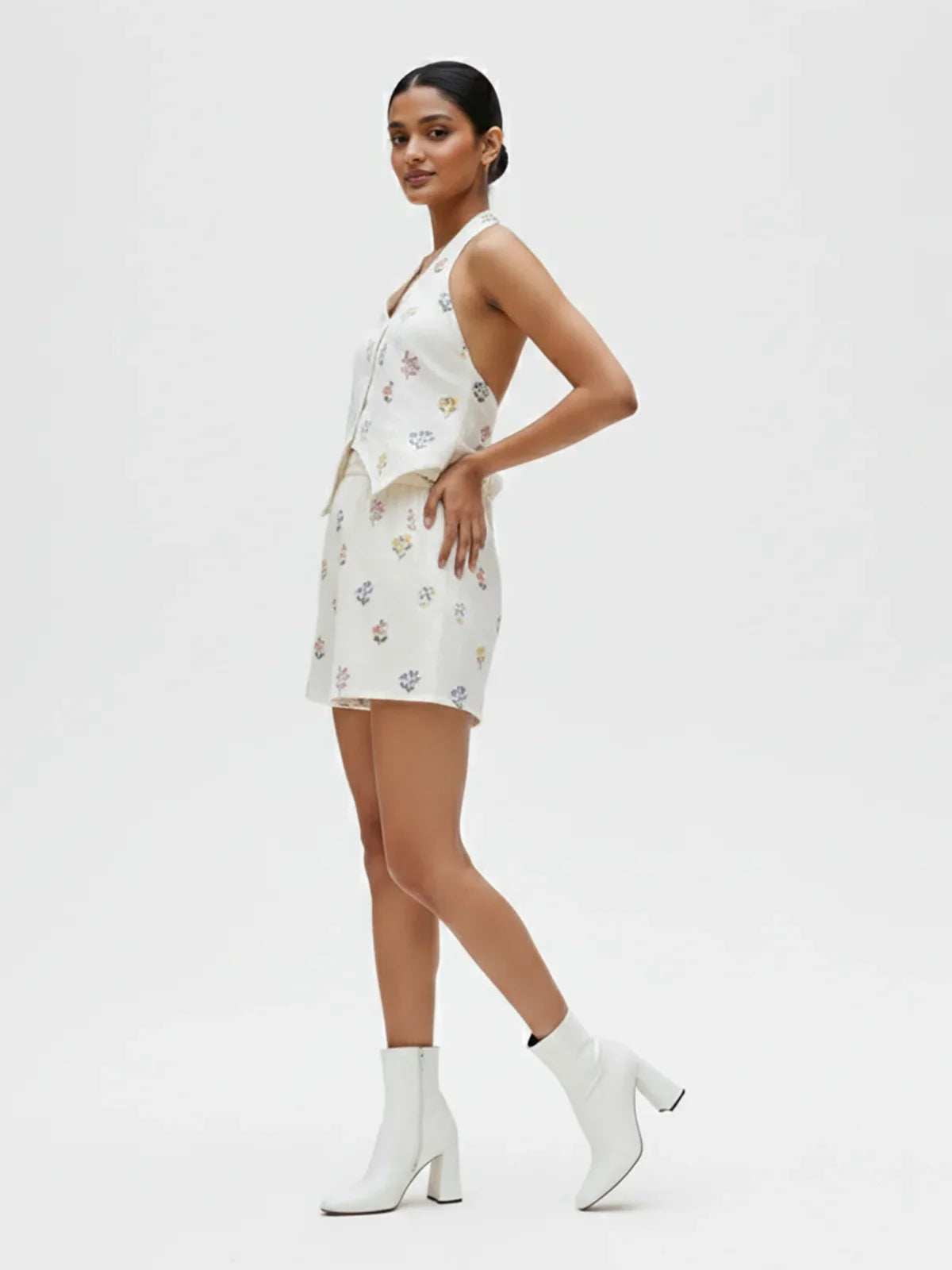 Cotton Flex Printed Mid Waist Skort