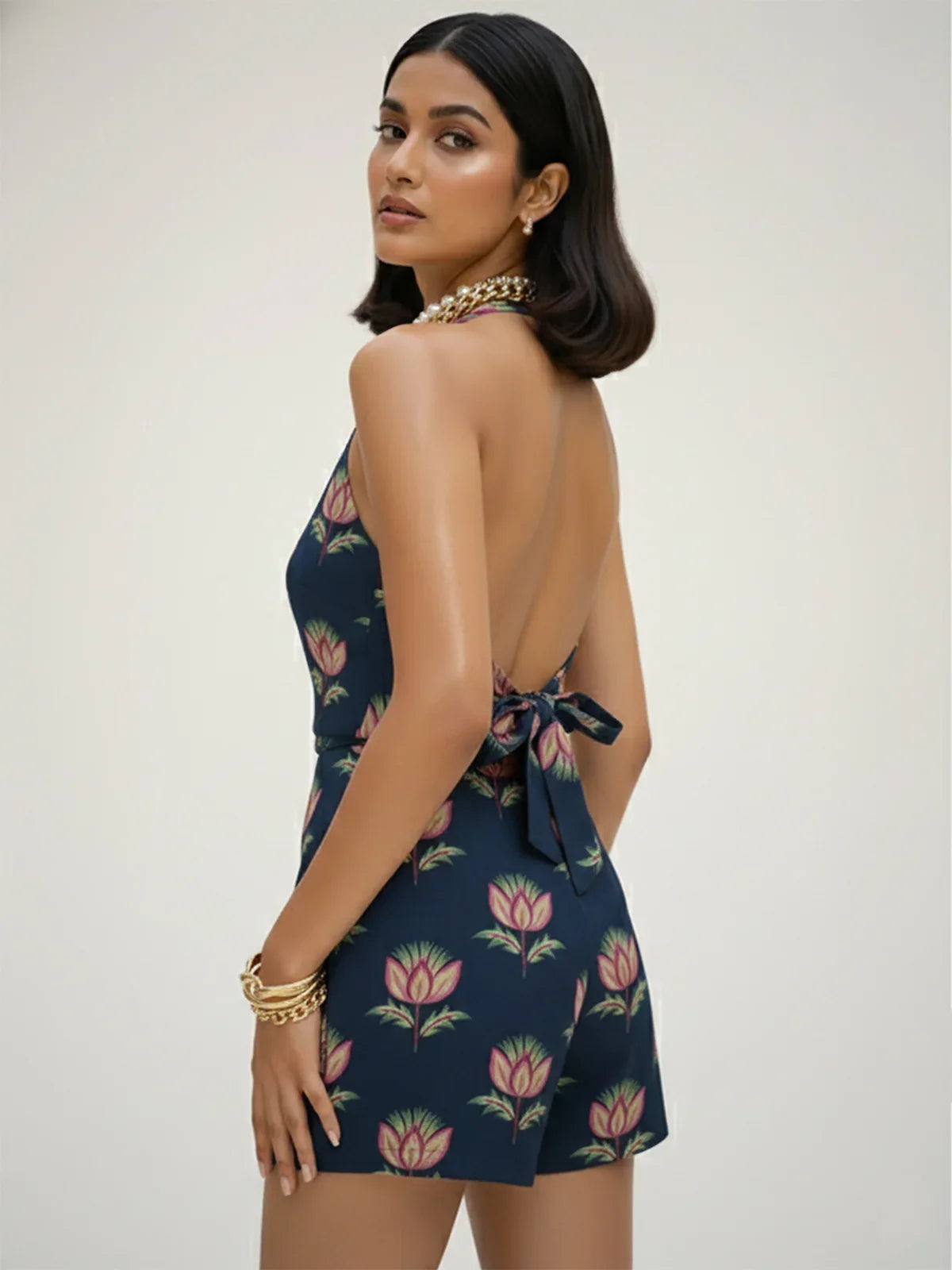 Cotton Flex Printed Mid Waist Skort