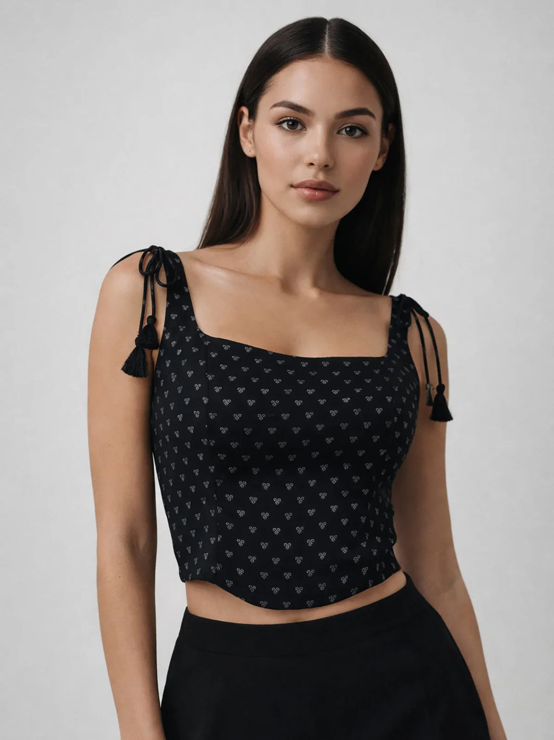 Buy Jacquard Woven Corset Top-Black