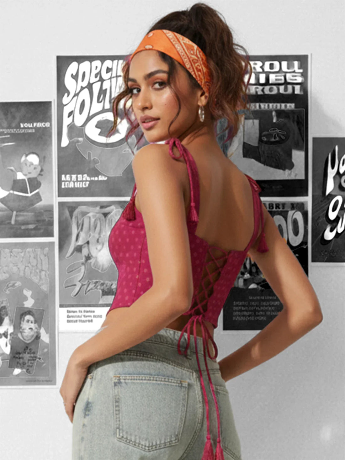 Buy Jacquard Woven Corset Top-Fuschia