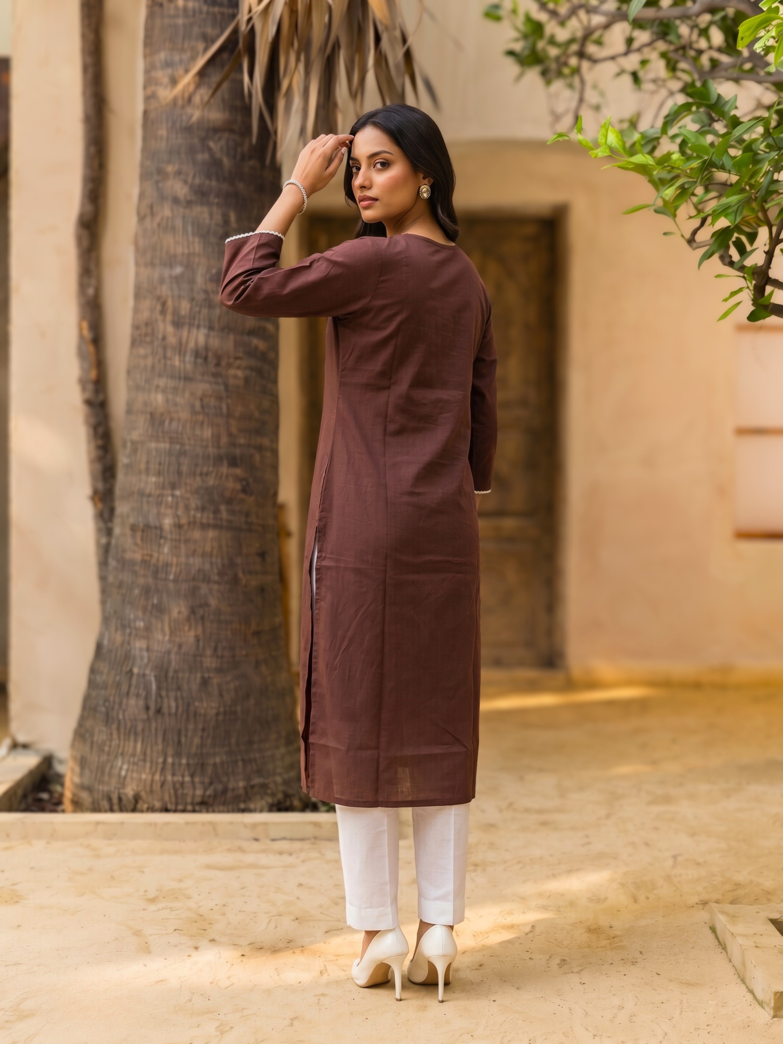 Rayon Embroidered Straight Calf Length Kurta