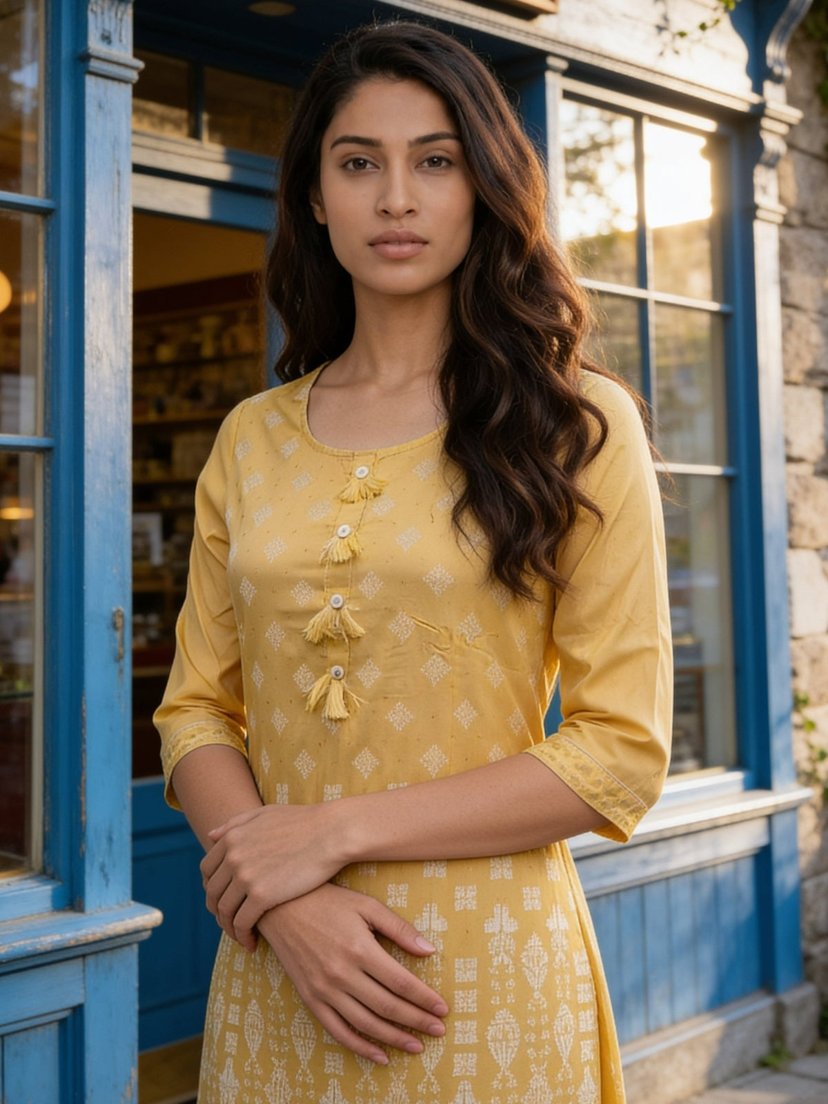Rayon Printed Straight Knee Length Kurta