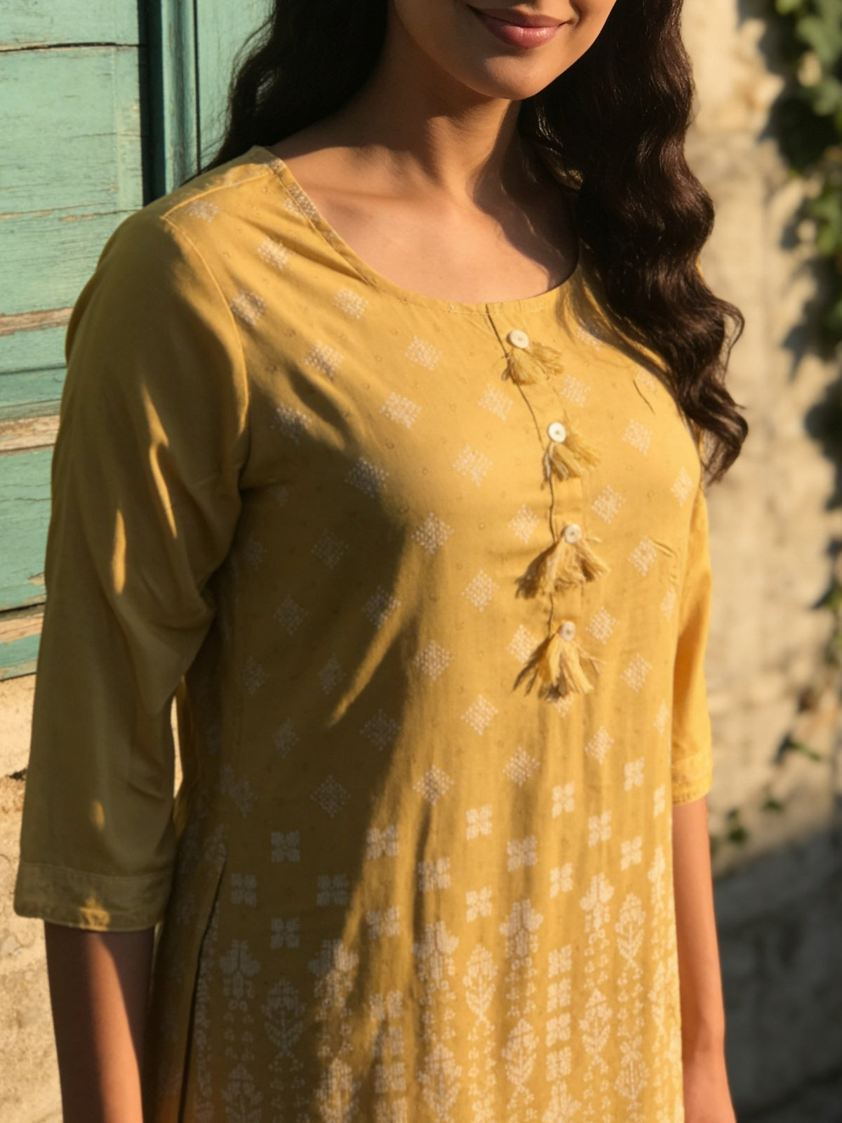Rayon Printed Straight Knee Length Kurta