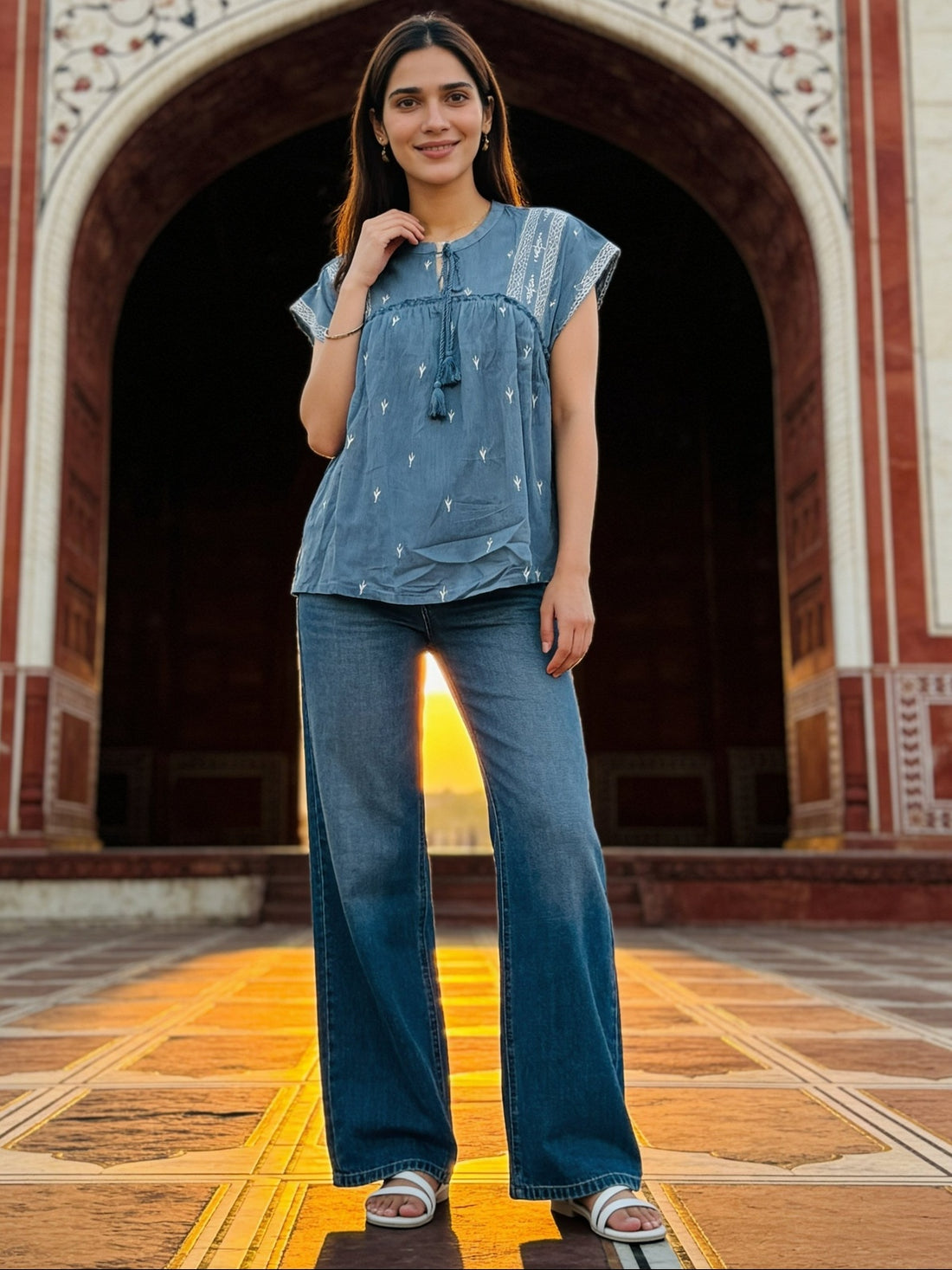 Buy Rayon Embroidered A-Line Short Length Short Kurta-Teal