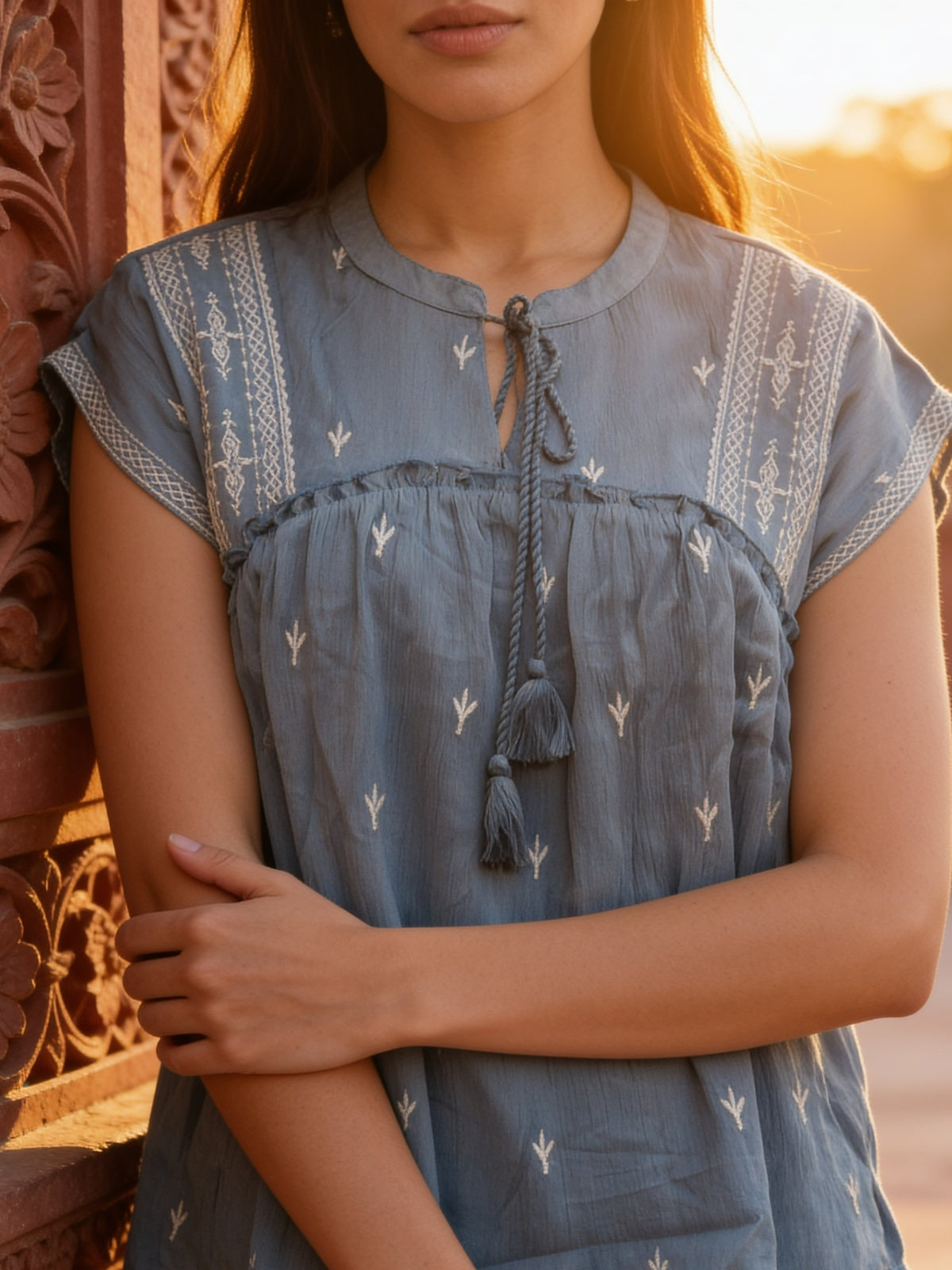 Rayon Embroidered A-Line Short Length Short Kurta