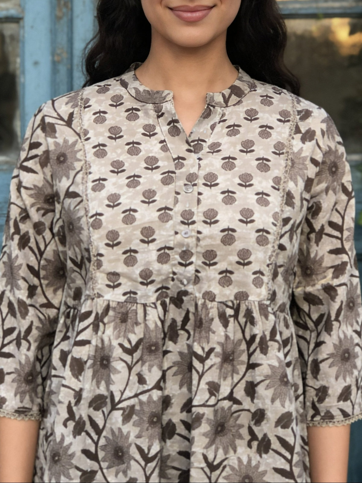 Cotton Printed A-Line Short Length Short Kurta