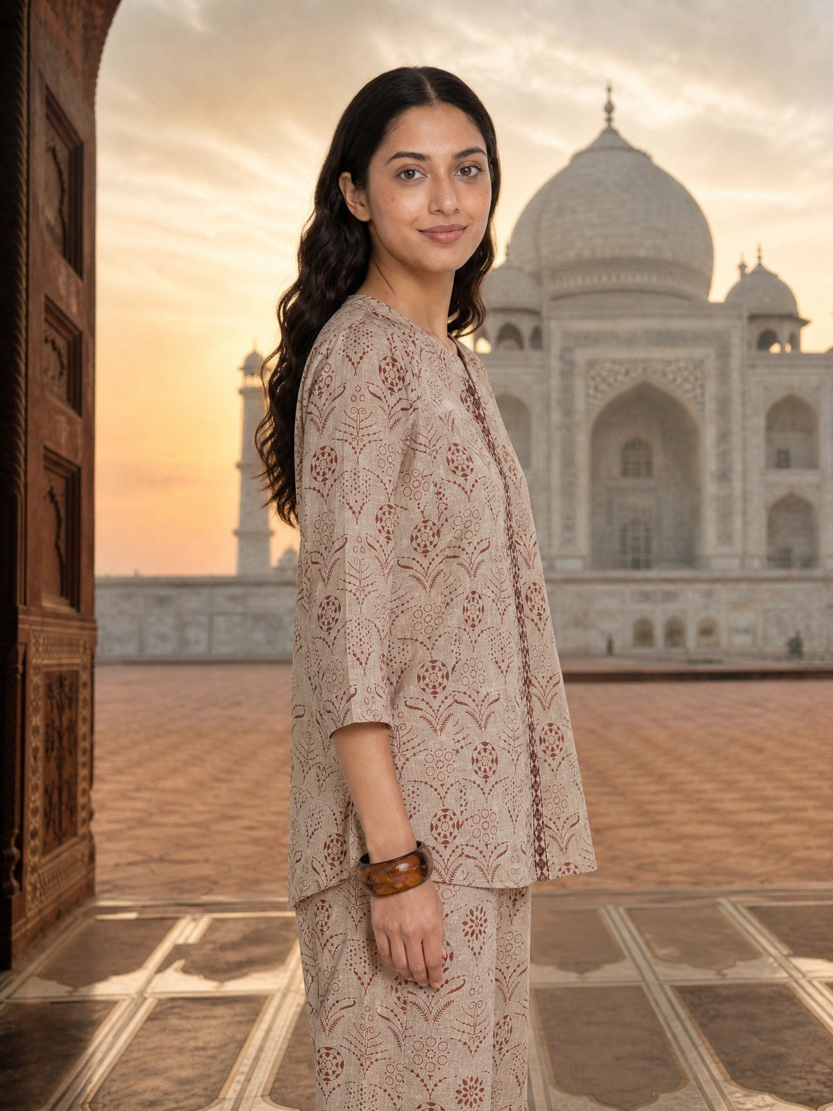 Cotton Embroidered Straight Co-Ord Set