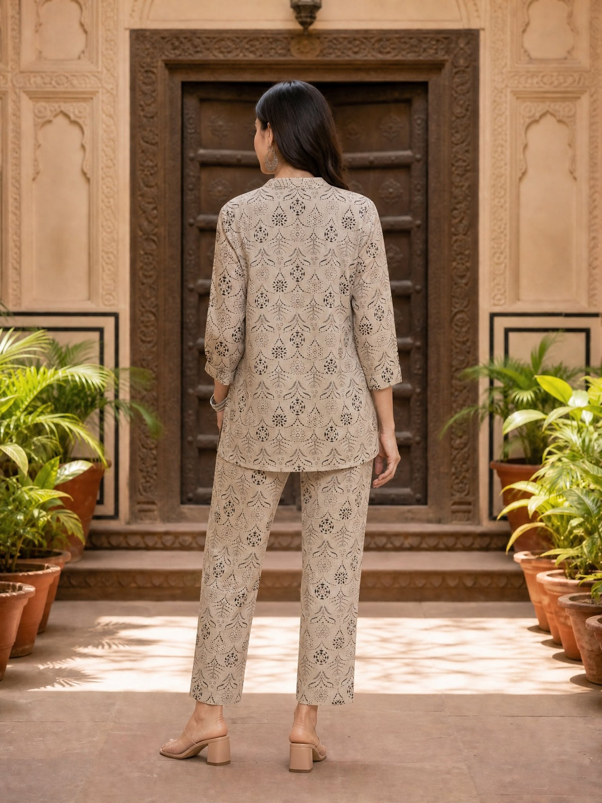 Cotton Embroidered Straight Co-Ord Set