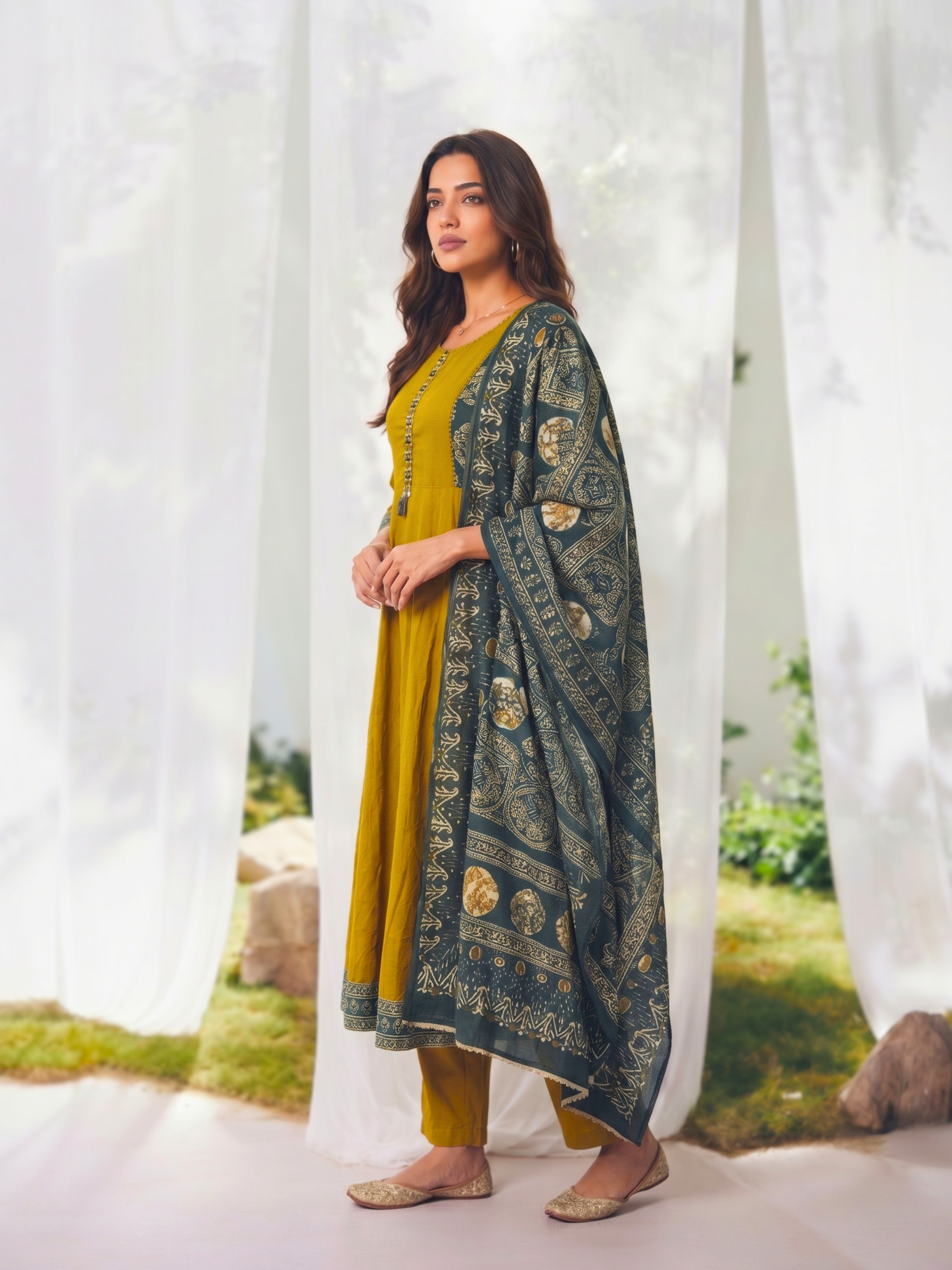 Rayon Embroidered Straight Calf Length Kurta With Pant and Dupatta