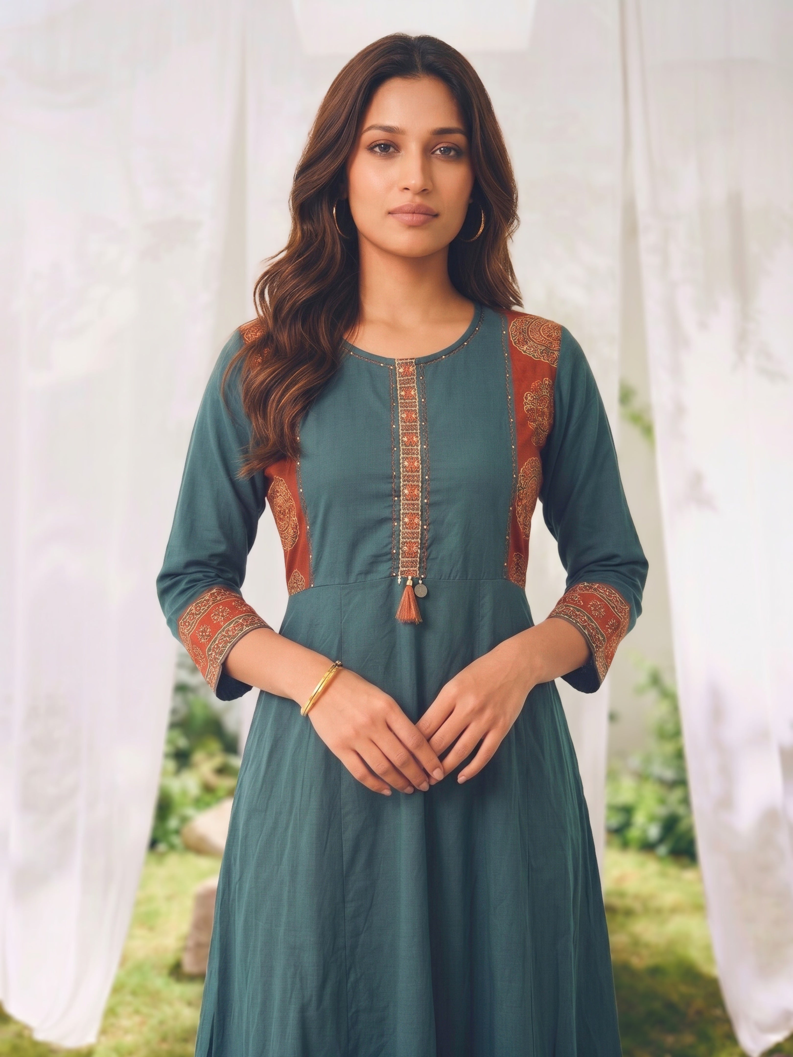 Rayon Embroidered Straight Calf Length Kurta With Pant and Dupatta