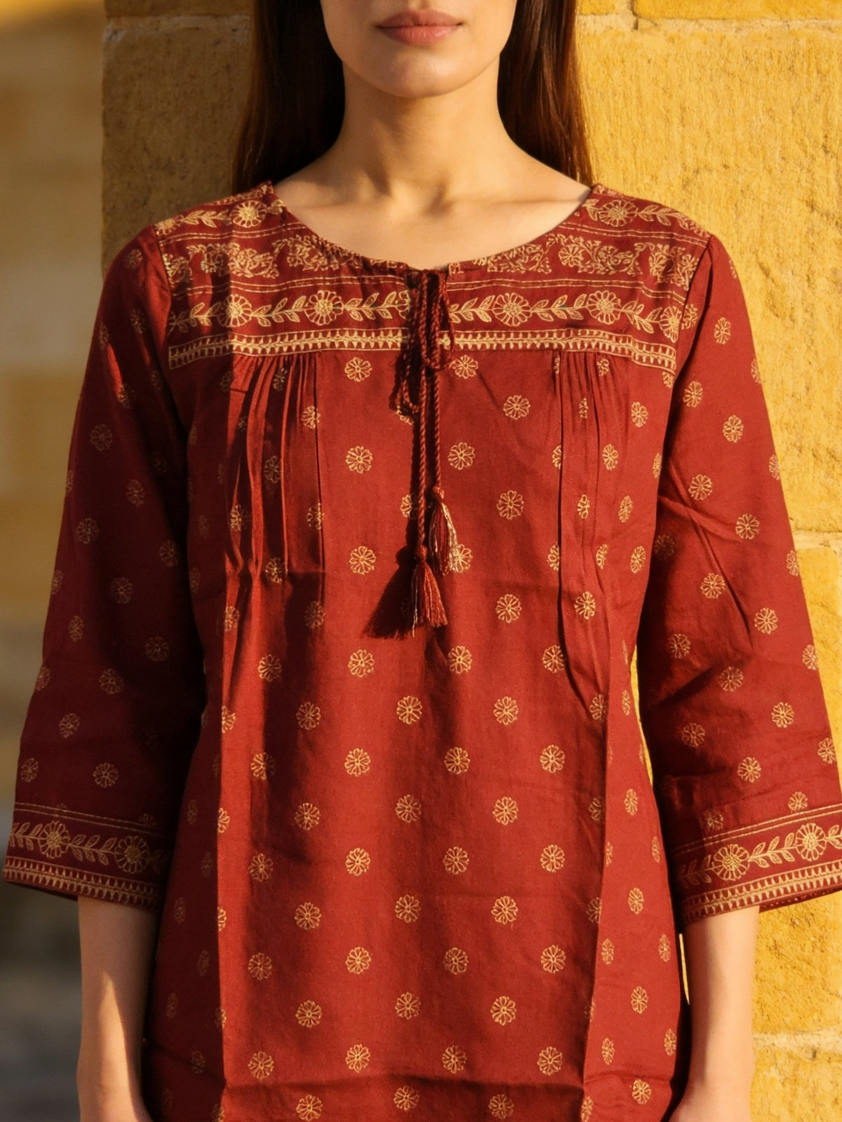 Rayon Printed A-Line Short Length Short Kurta