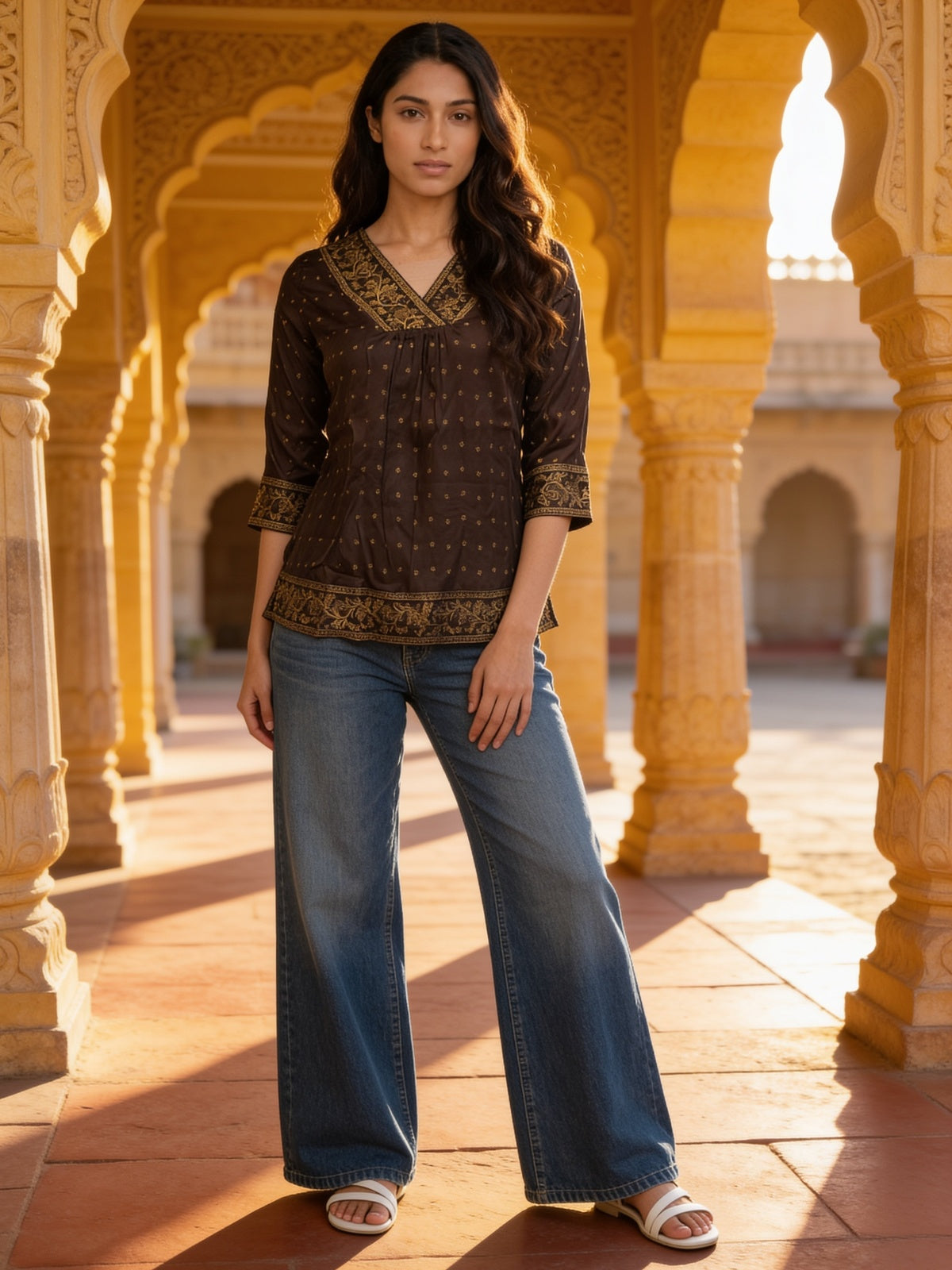 Rayon Printed A-Line Short Length Short Kurta