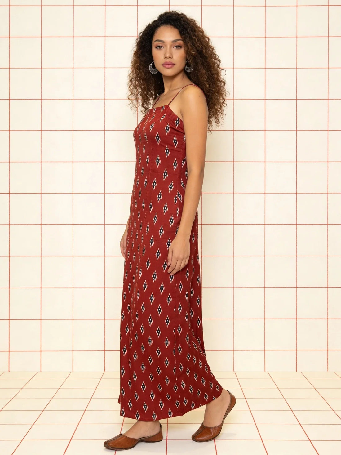Buy Red Cotton Printed Bodycon Dress-Red