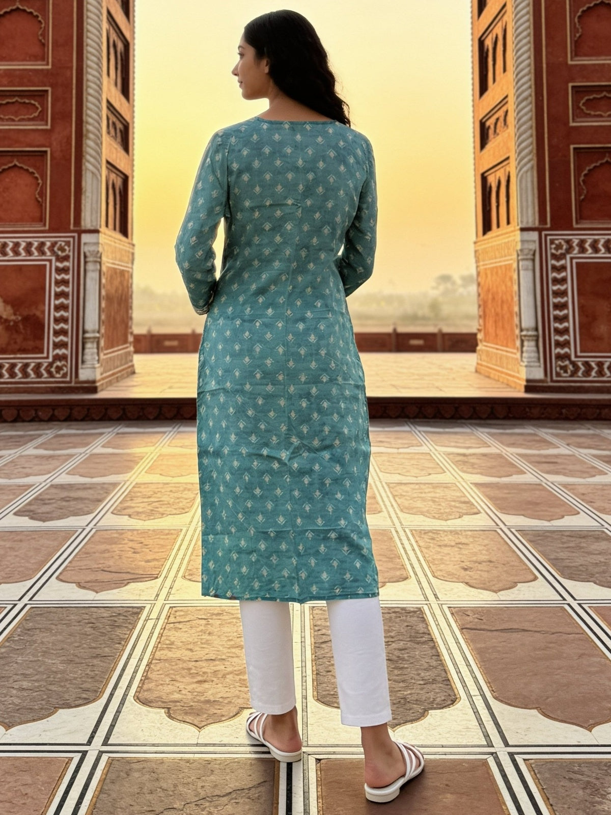 Rayon Embroidered Straight Calf Length Kurta