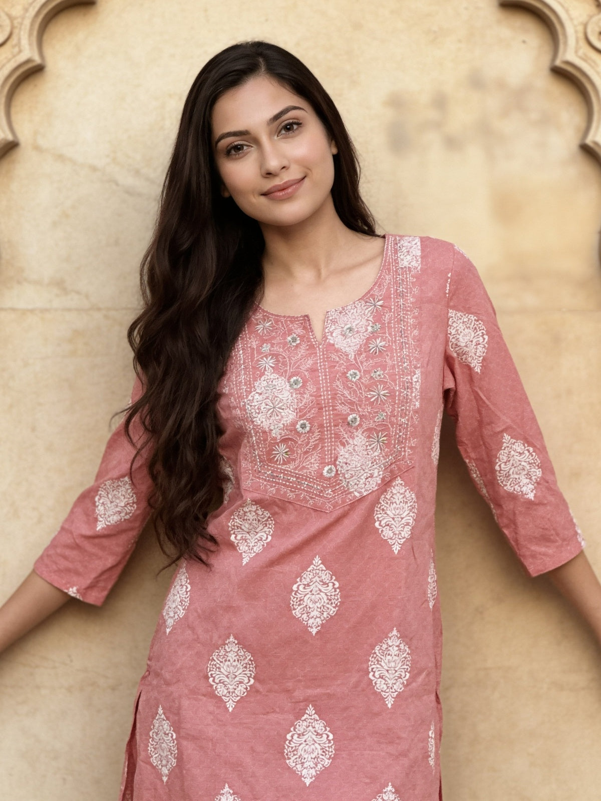 Cotton Printed Straight Calf Length Kurta With Pant and Dupatta