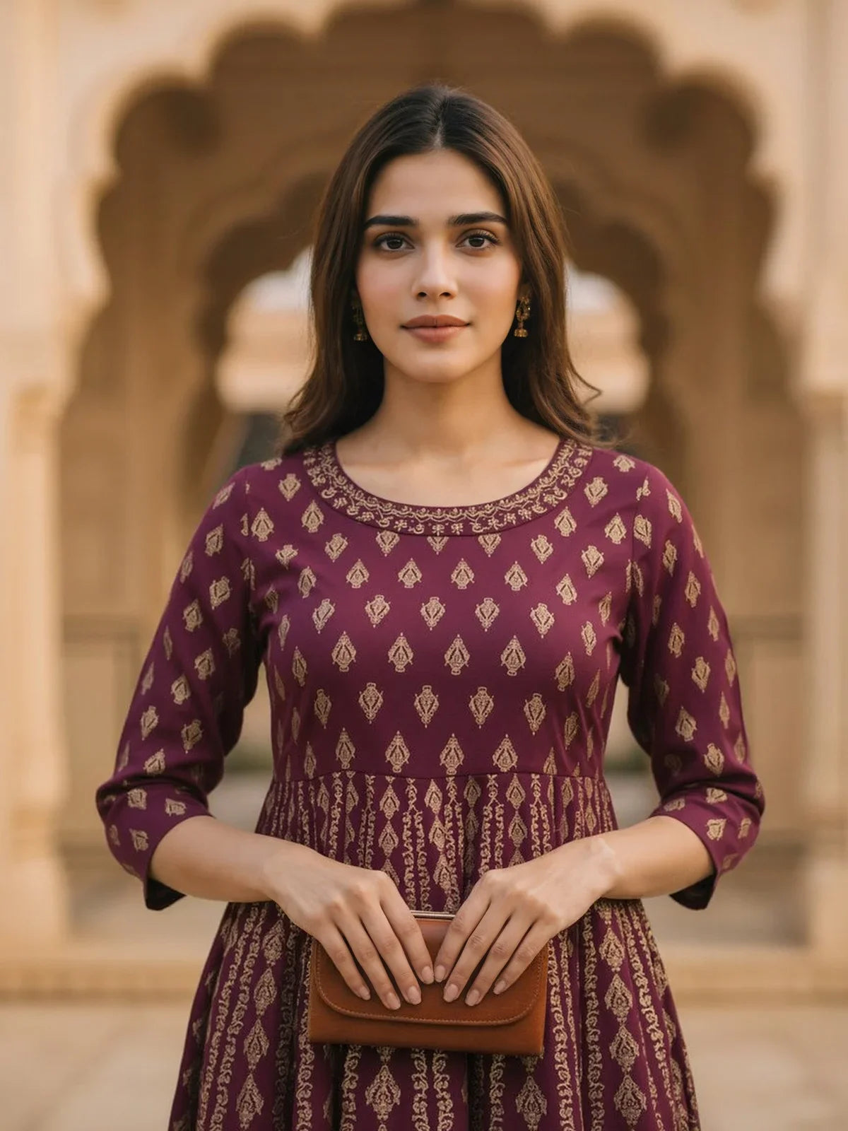 Buy Rayon Embroidered Anarkali Ankle Length Kurta-Magenta