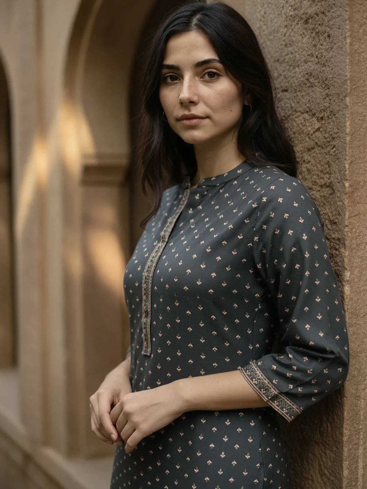 Buy Viscose Rayon Printed Straight Calf Length Kurta-Blue