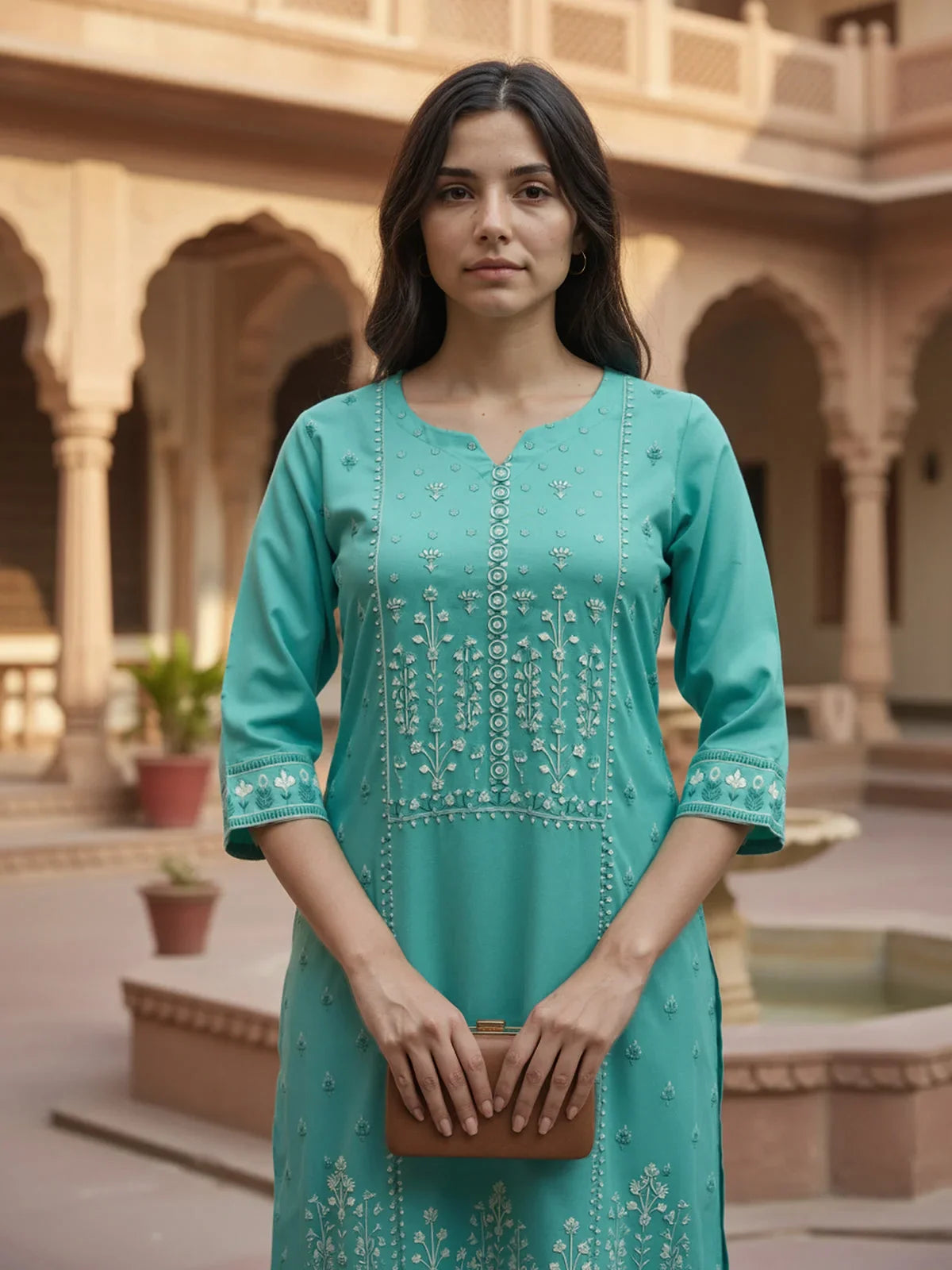 Buy Viscose Rayon Printed Straight Calf Length Kurta-Green