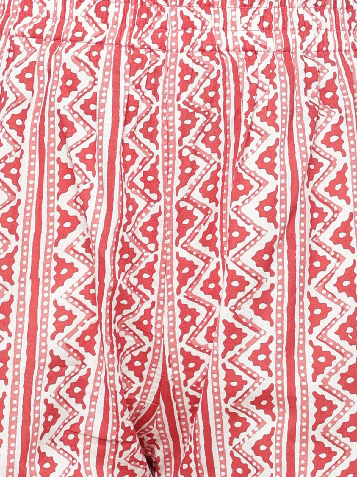 Buy కాటన్ ప్రింటెడ్ కాఫ్ లెంగ్త్ స్ట్రెయిట్ కుర్తీ విత్ ప్యాంట్-ఎరుపు