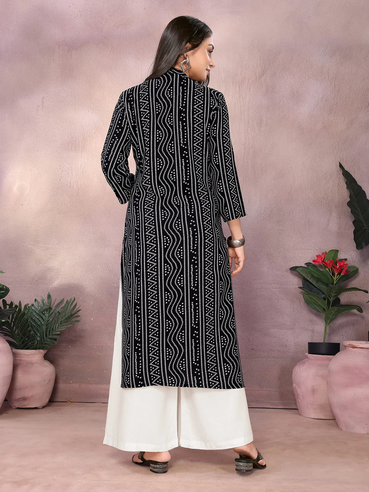 Buy Rayon Embroidered Straight Calf Length Kurta-Black