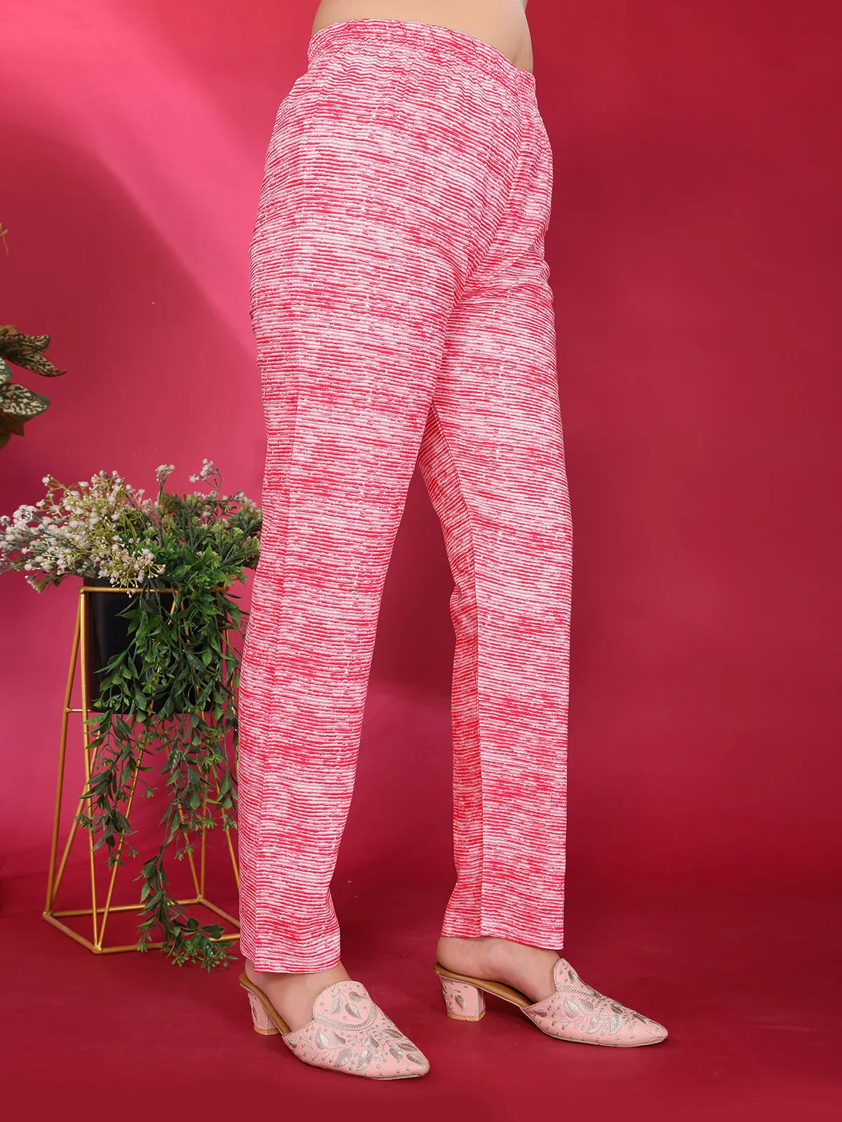 Buy Rayon Embroidered Straight Calf Length Kurta with Pant-Pink