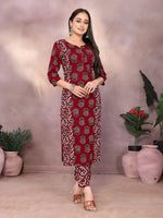 Rayon Printed Straight Calf Length Kurta with Pant