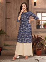 Rayon Printed Straight Knee Length Kurta