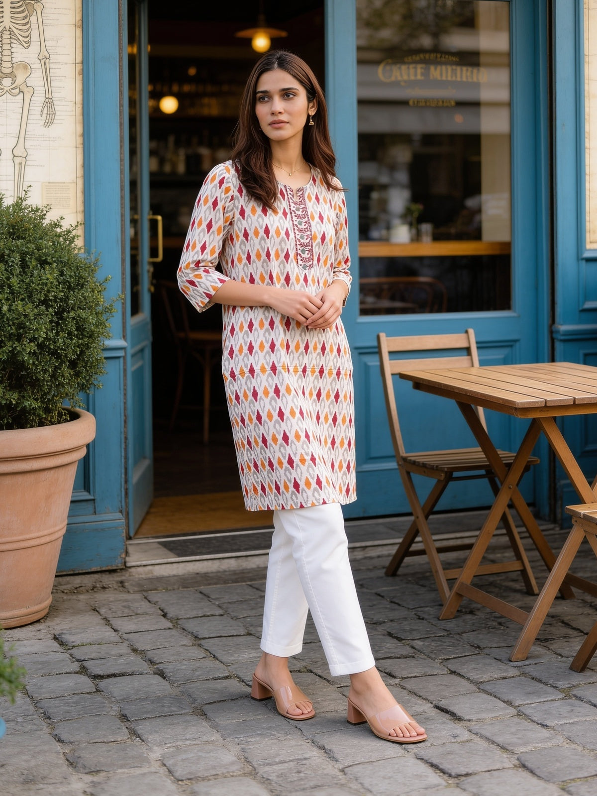 Rayon Embroidered Straight Knee Length Kurta