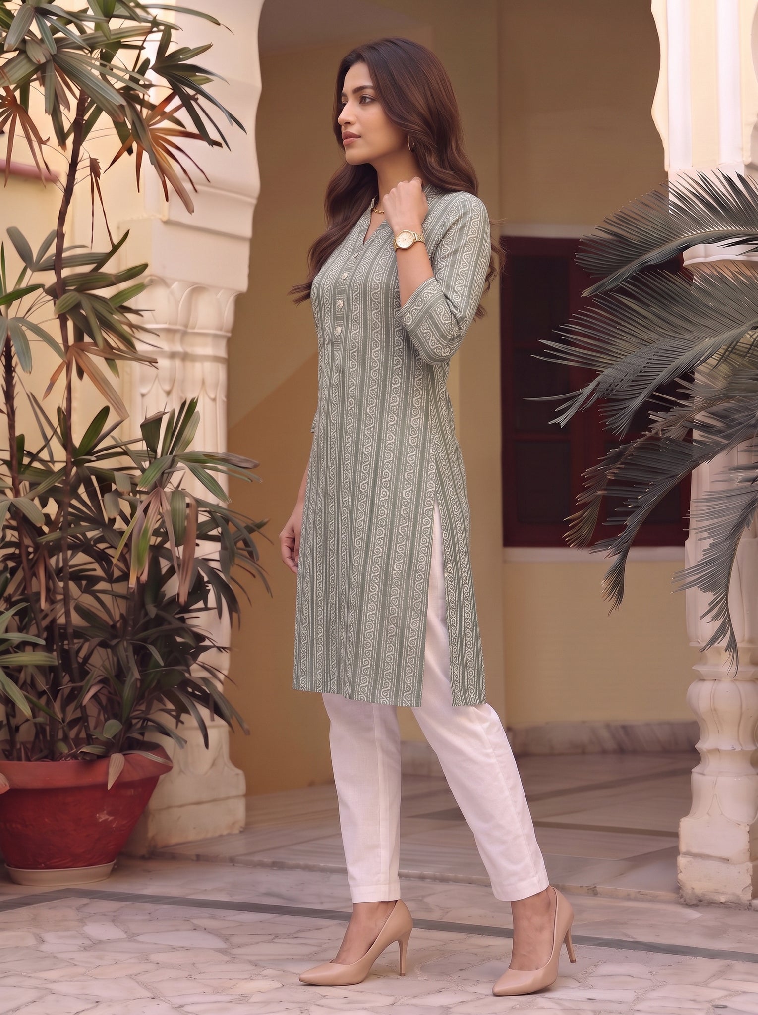 Viscose Printed Straight Knee Length Kurta