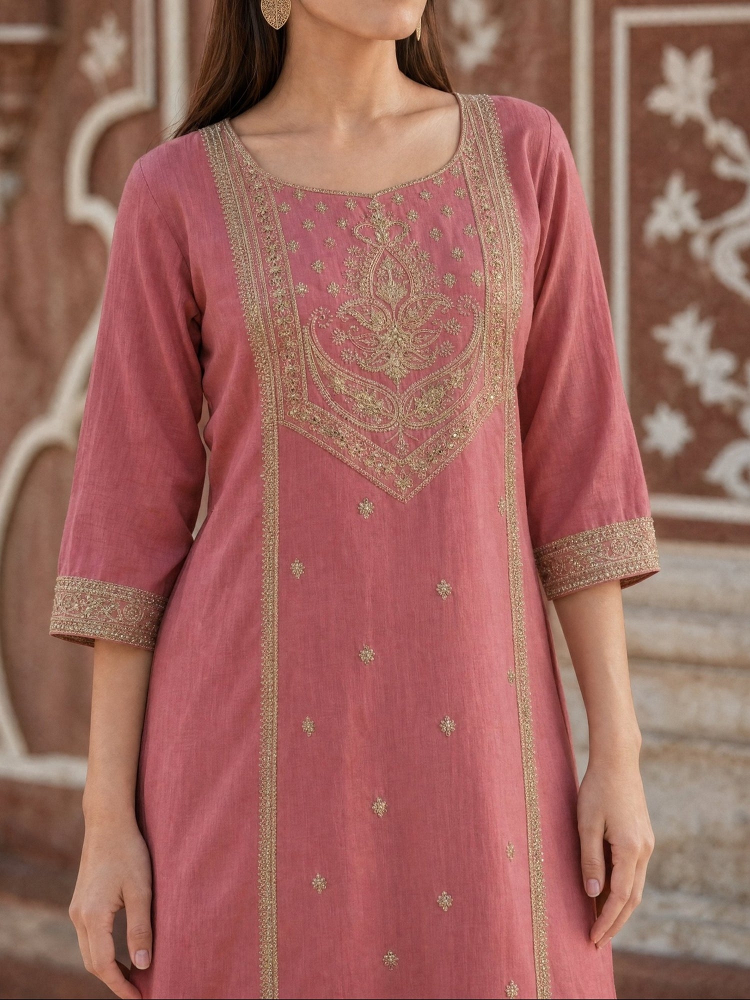 Rayon Embroidered Flared Calf Length Kurta