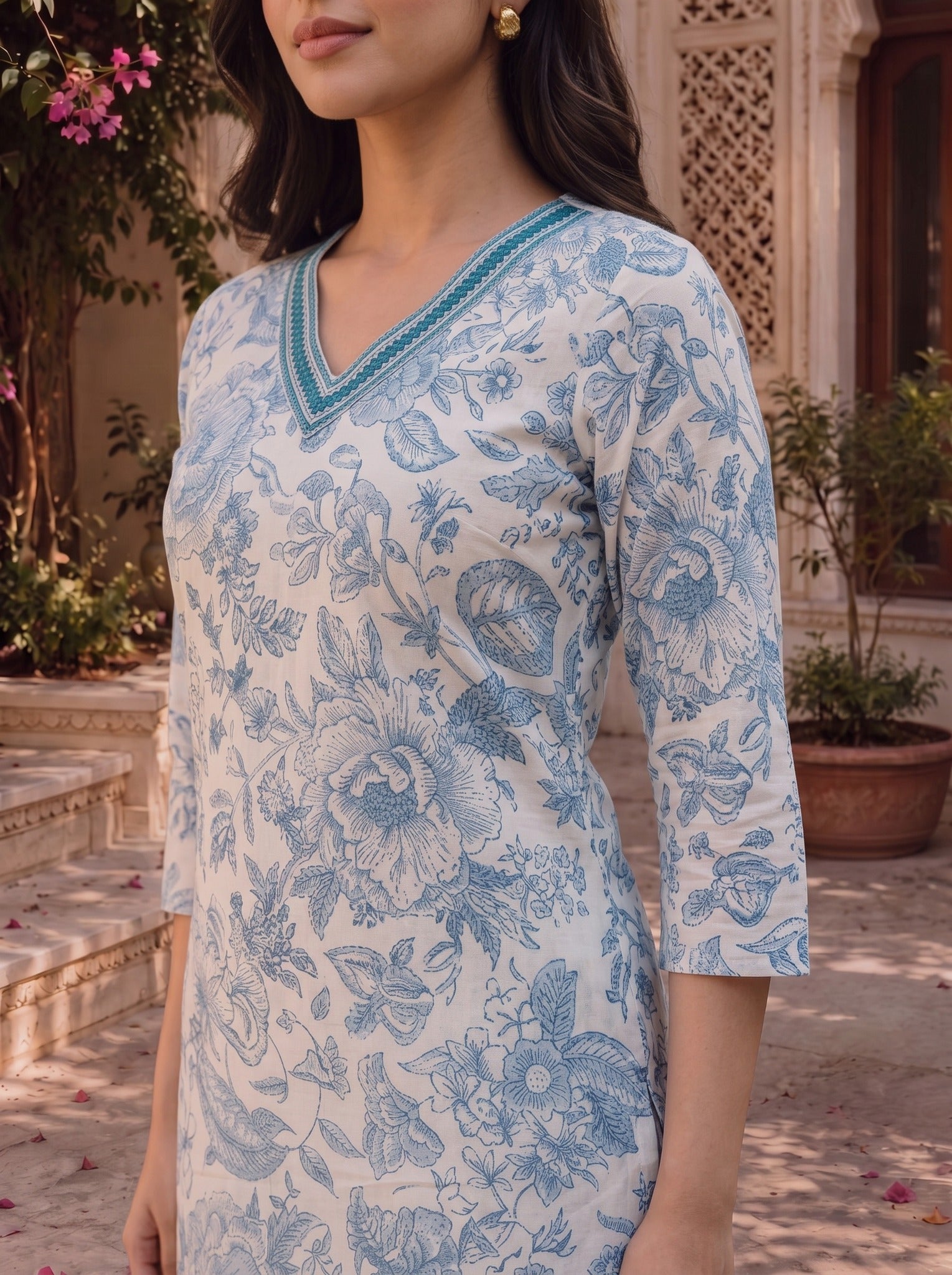 Rayon Printed Straight Knee Length Kurta
