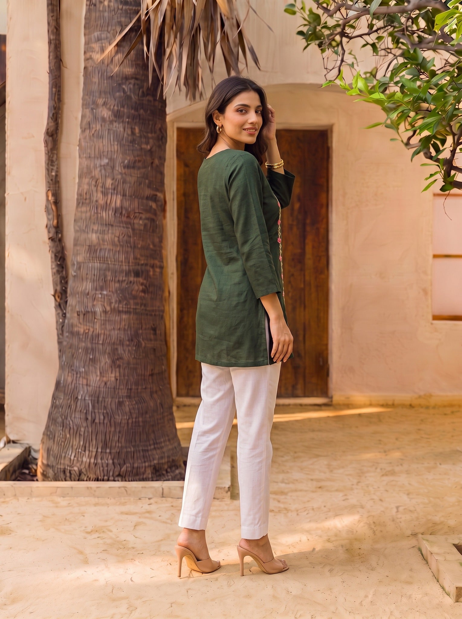 Rayon Embroidered Straight Short Length Short Kurta