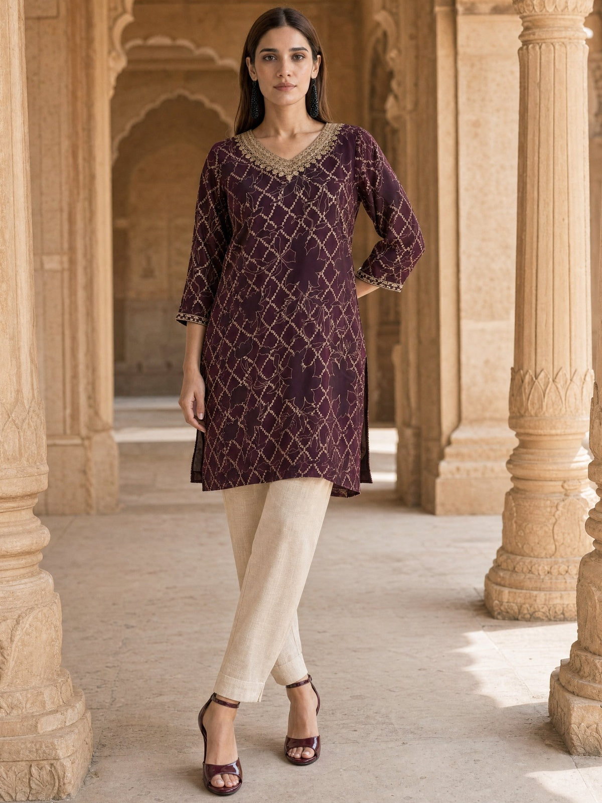Rayon Embroidered Straight Calf Length Kurta