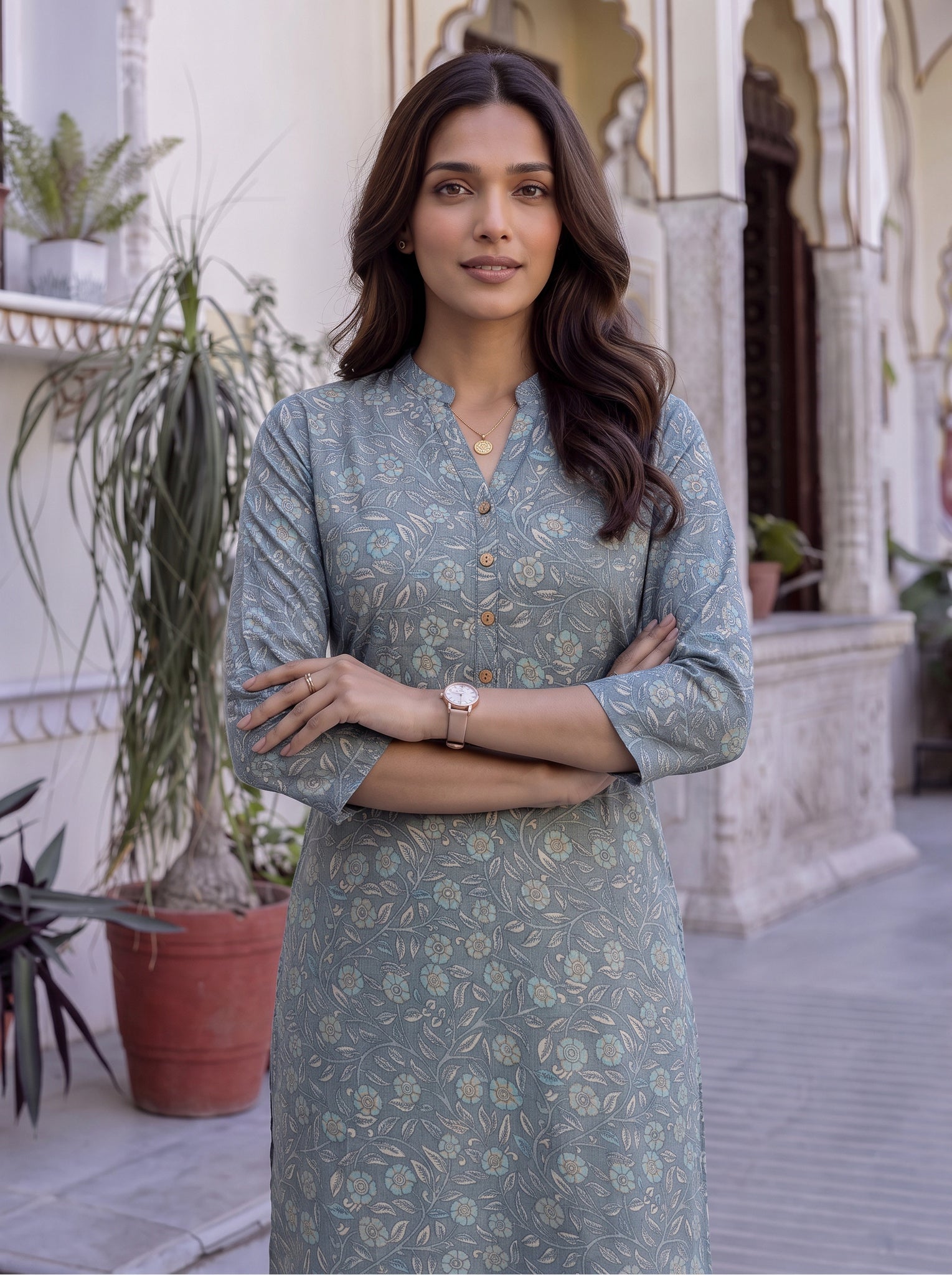 Viscose Printed Straight Knee Length Kurta