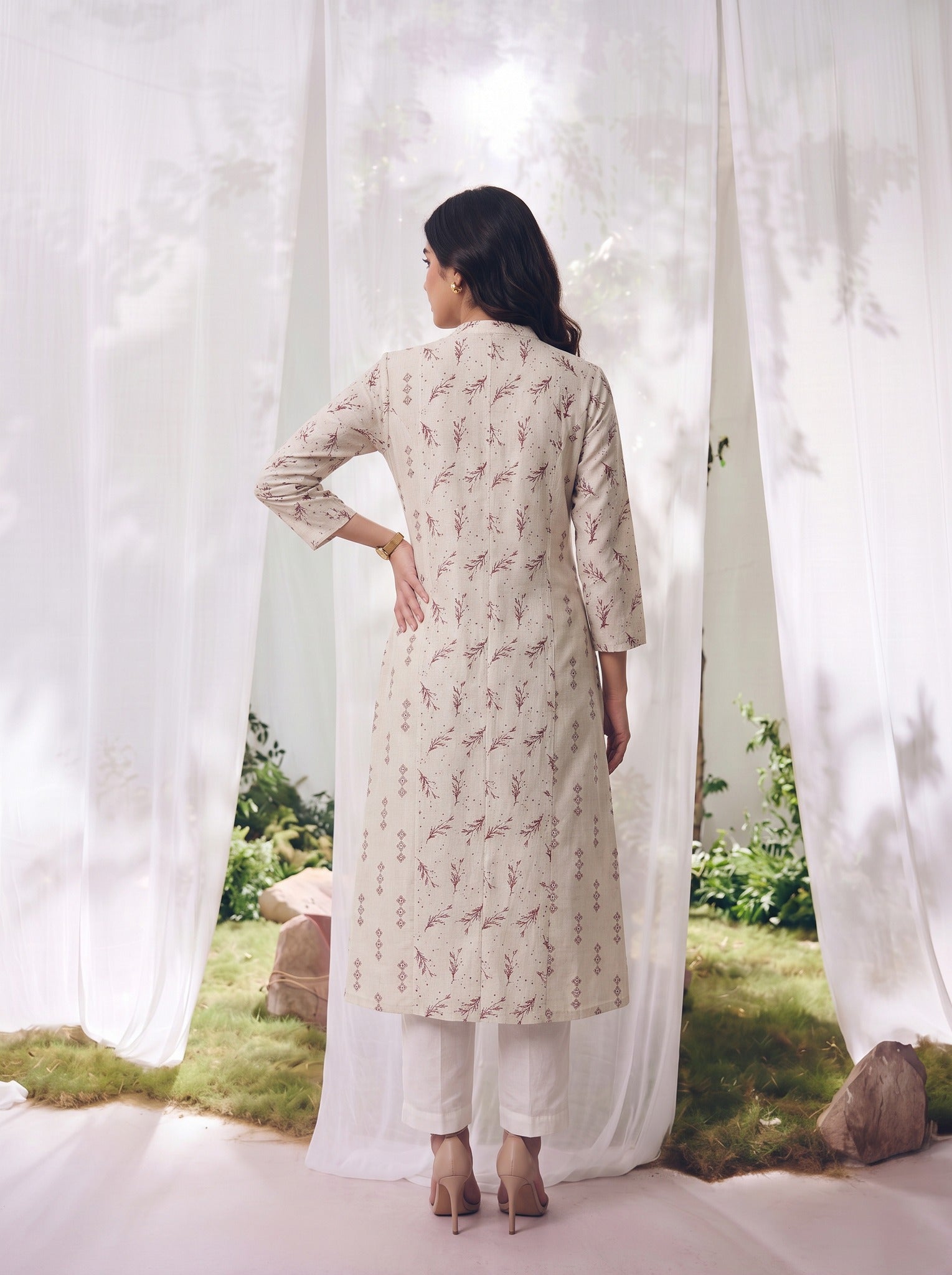 Cotton Embroidered Straight Calf Length Kurta