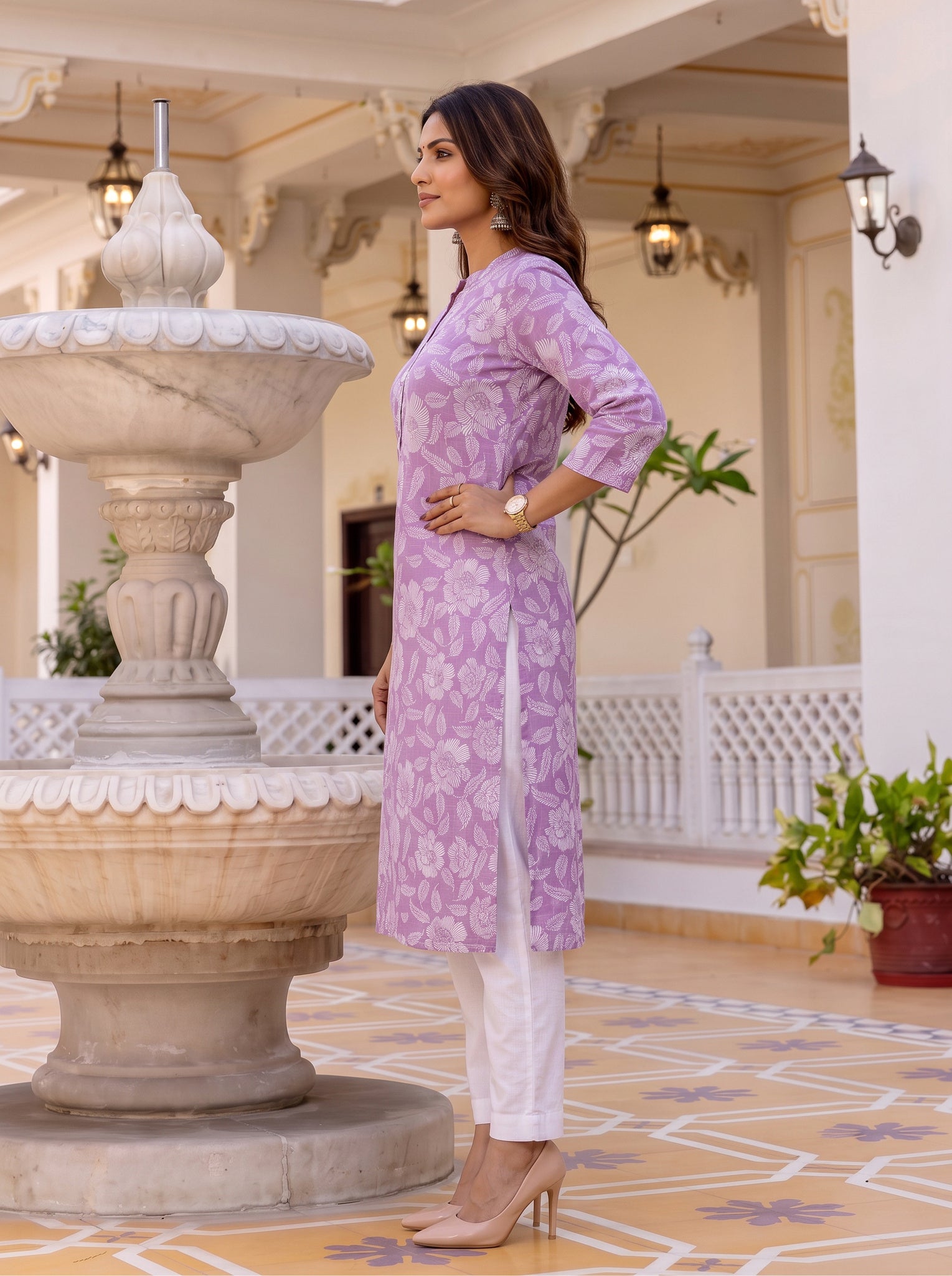 Cotton Printed Straight Knee Length Kurta