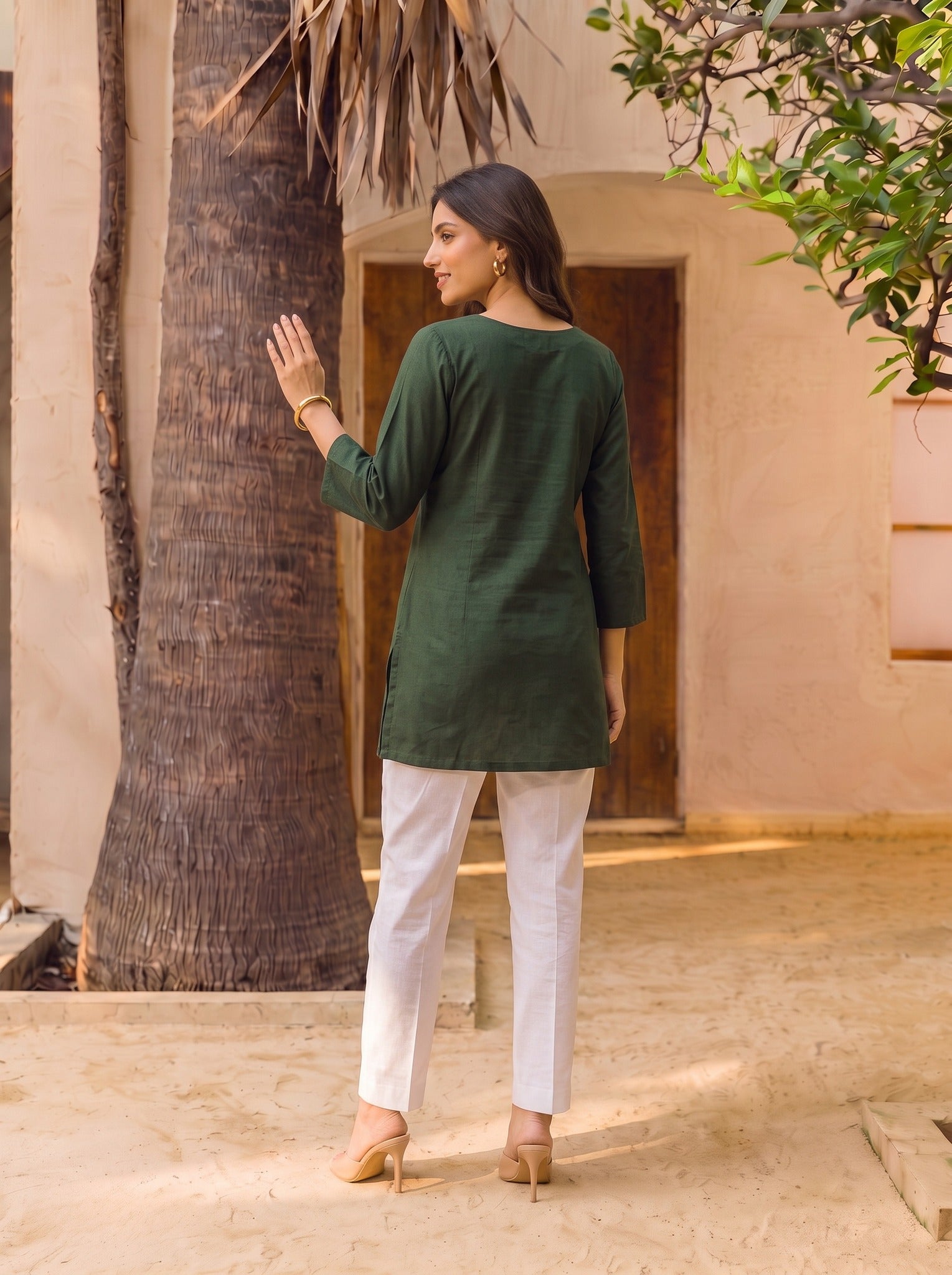 Rayon Embroidered Straight Short Length Short Kurta