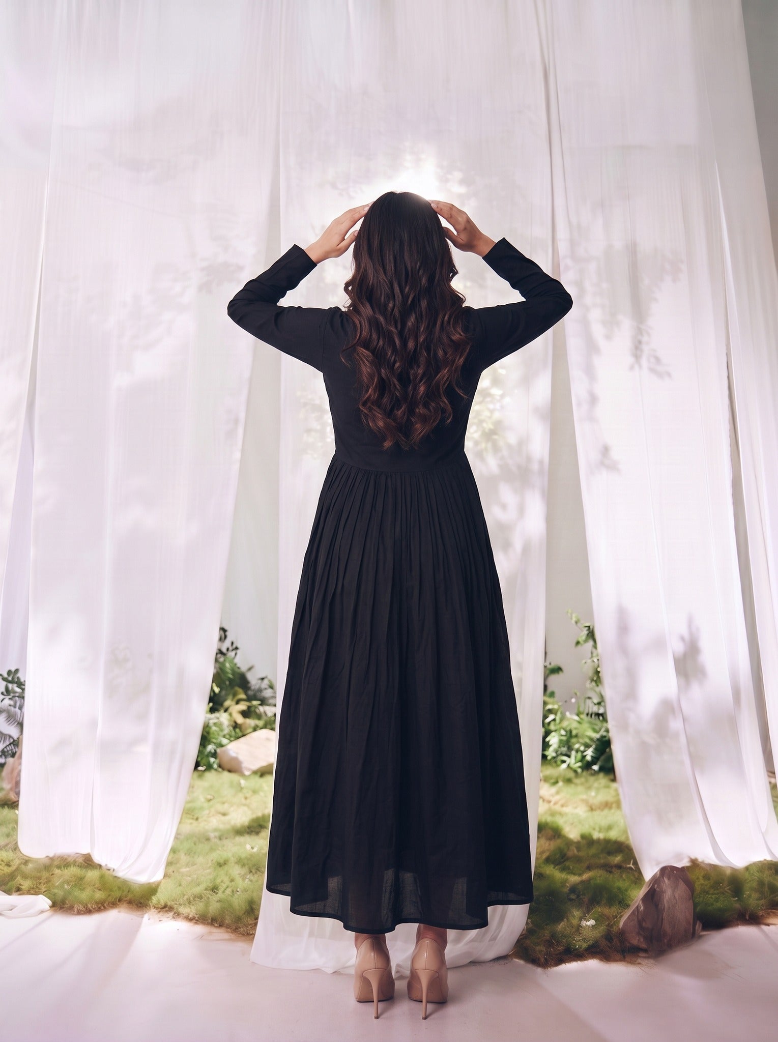 Rayon Embroidered Straight Calf Length Dress