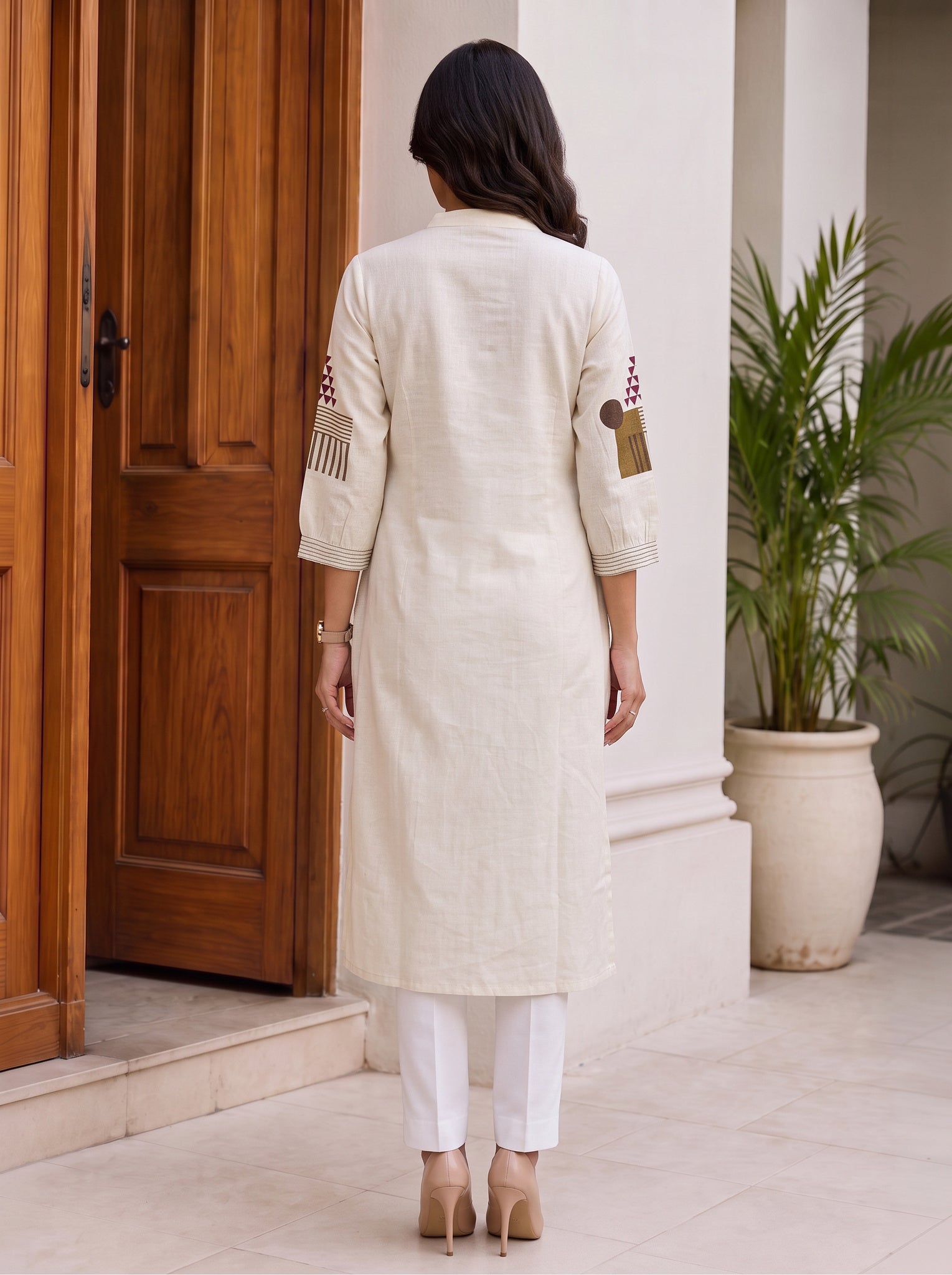 Cotton Printed Straight Calf Length Kurta