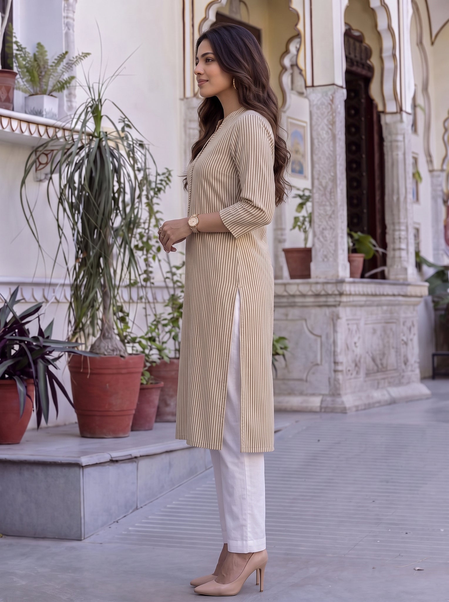Cotton Printed Straight Knee Length Kurta