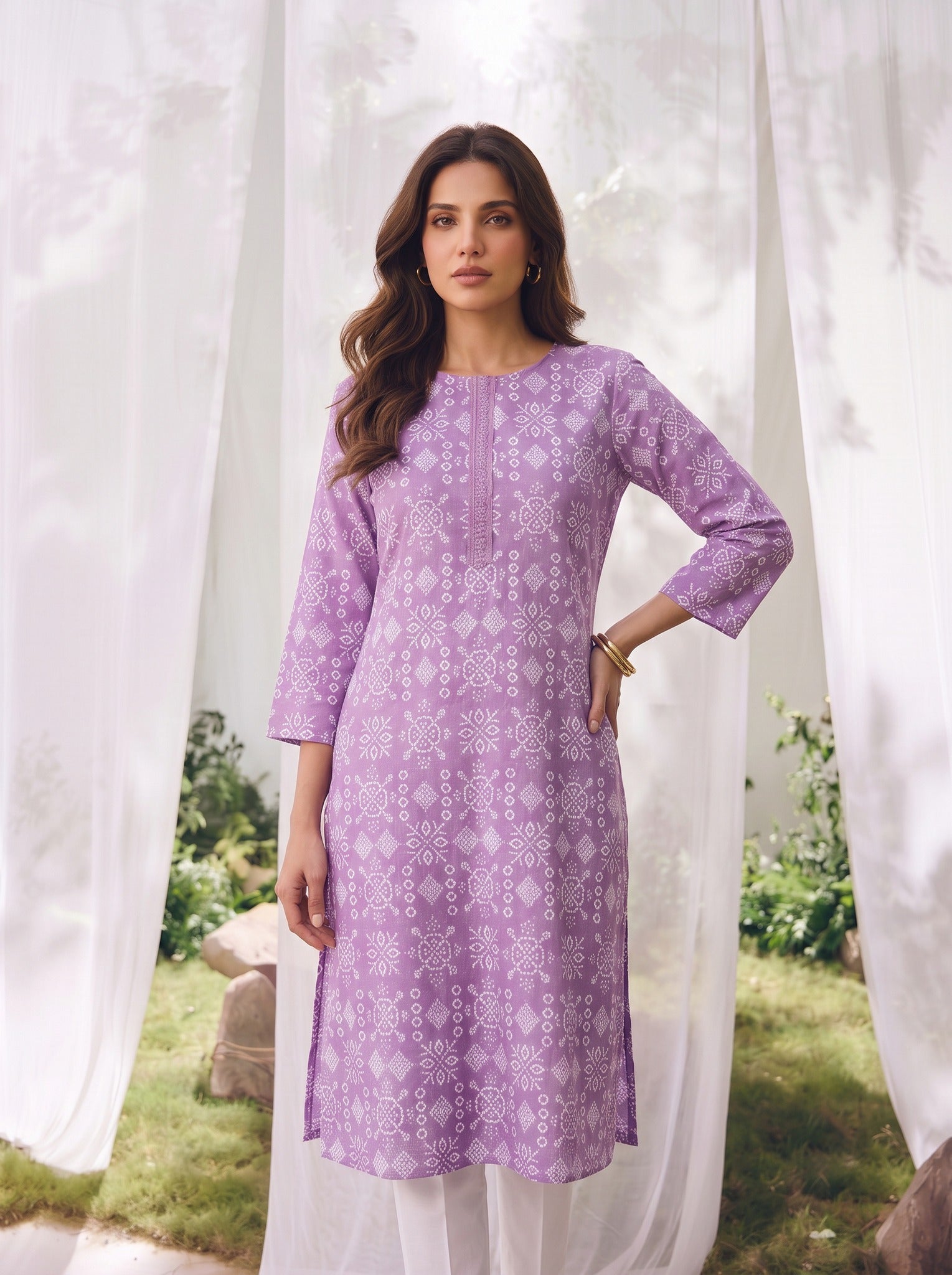 Cotton Embroidered Straight Knee Length Kurta
