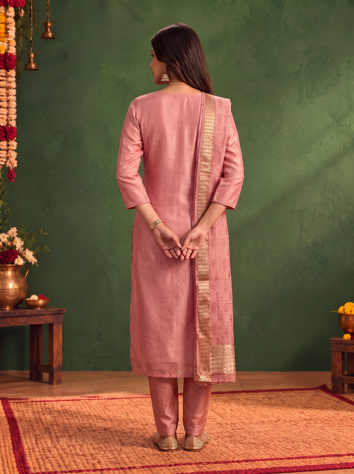 Viscose Embroidered Straight Calf Length Kurta With Pant and Dupatta