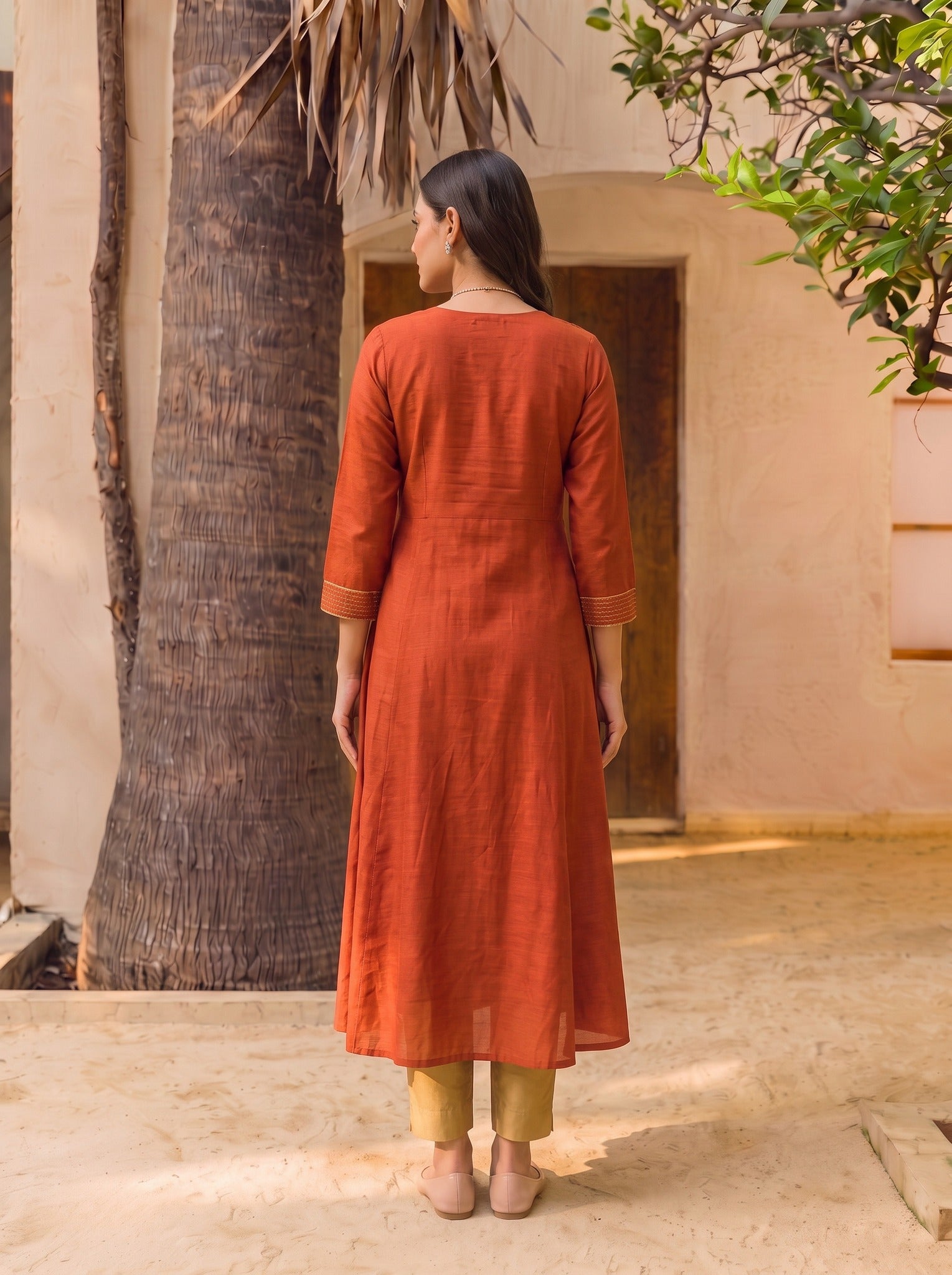 Viscose Embroidered Straight Calf Length Kurta