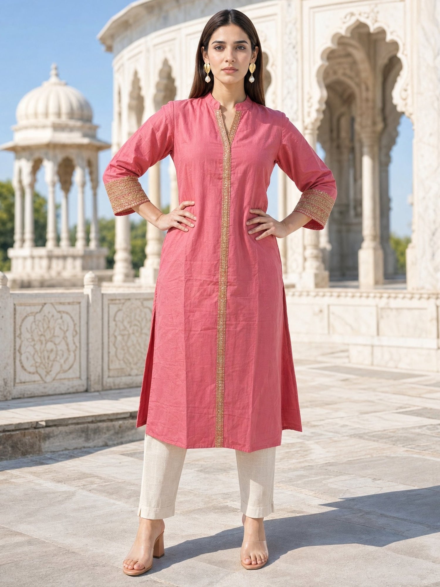 Viscose Embroidered A-Line Calf Length Kurta
