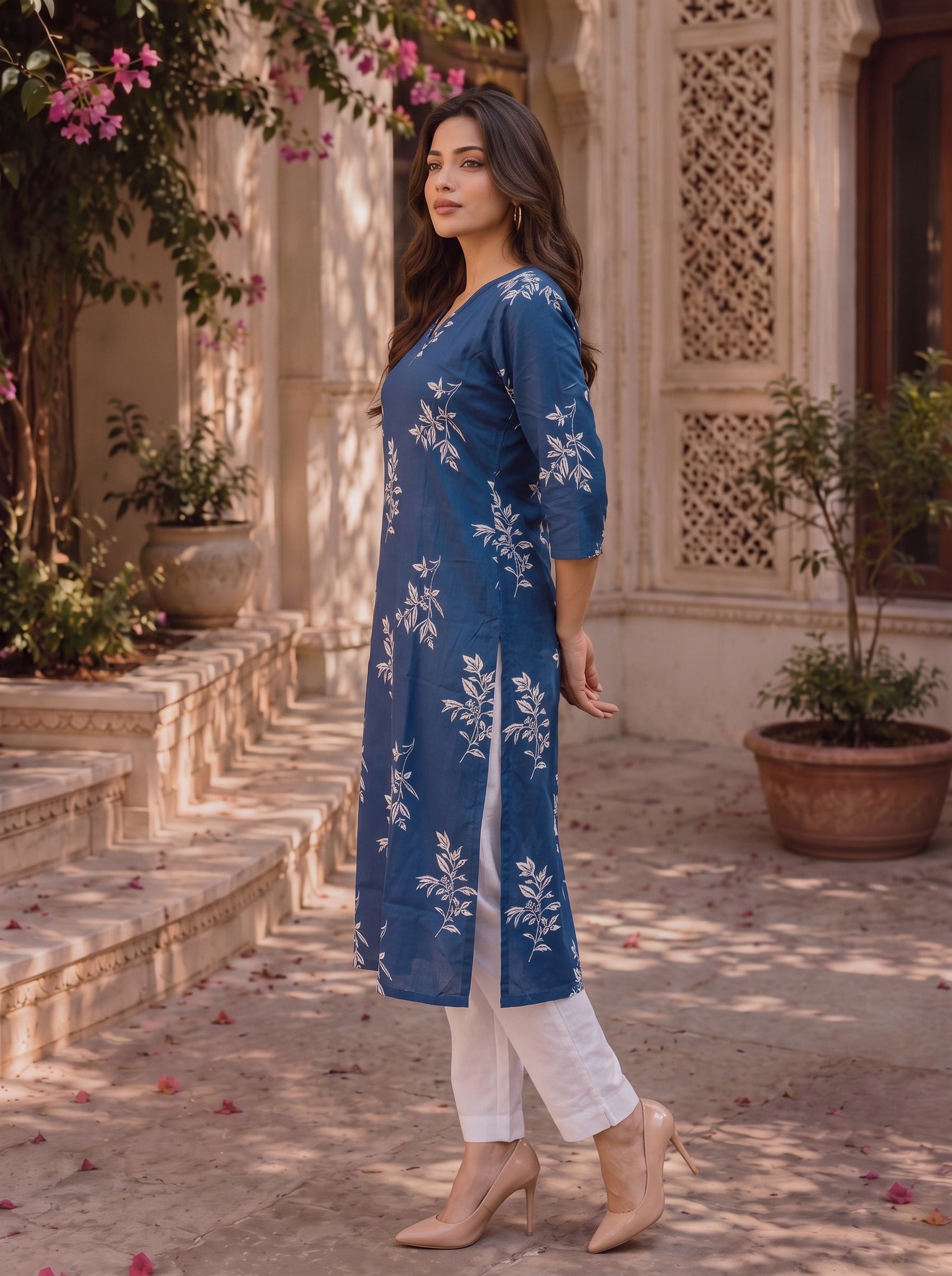 Rayon Printed Straight Knee Length Kurta